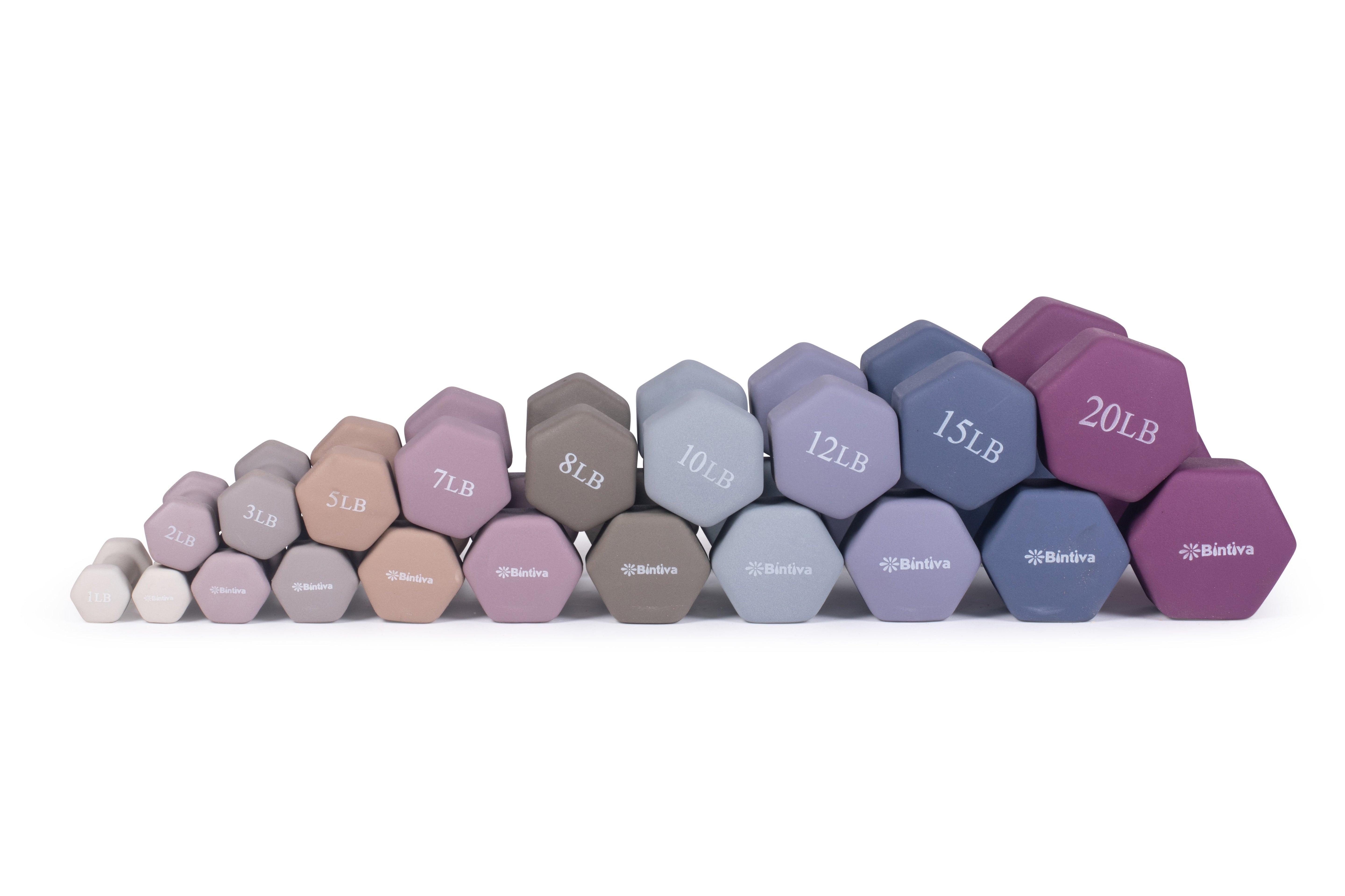 Neoprene Hexagon shaped dumbbells - Earth Tones by Bintiva