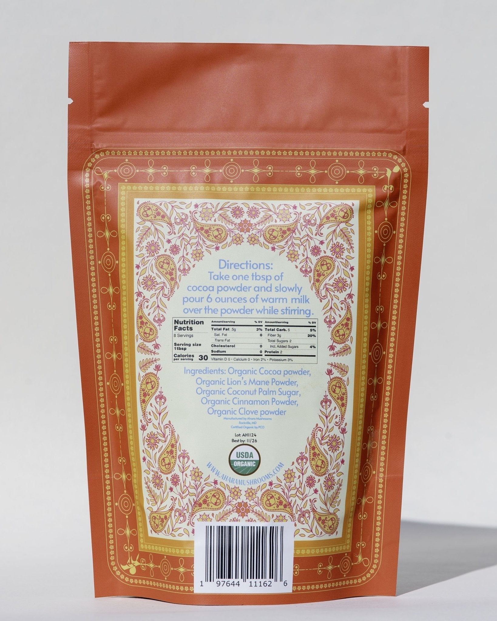 Ahara Mushrooms Lions Mane Cocoa - 10 bags by Farm2Me