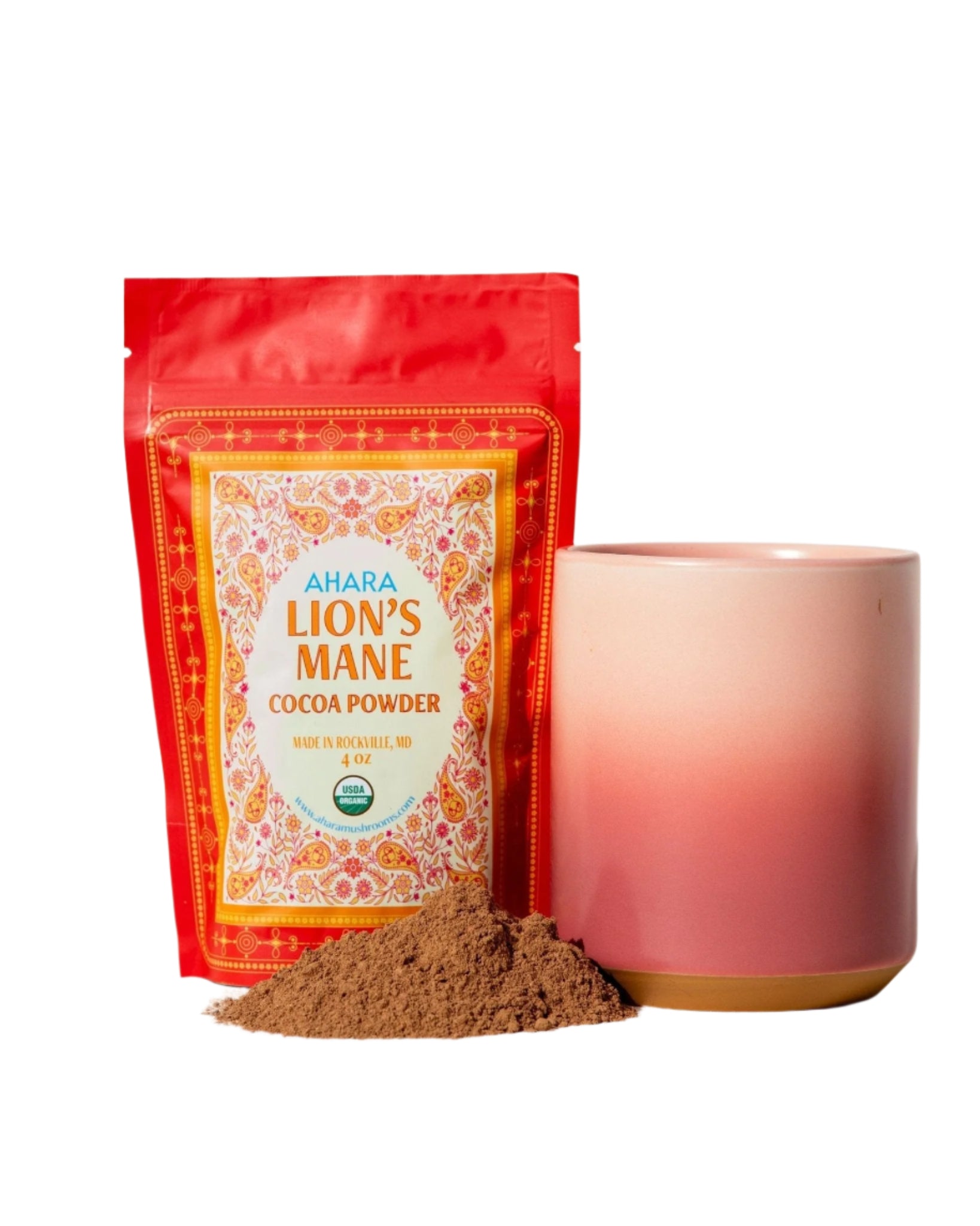 Ahara Mushrooms Lions Mane Cocoa - 10 bags by Farm2Me