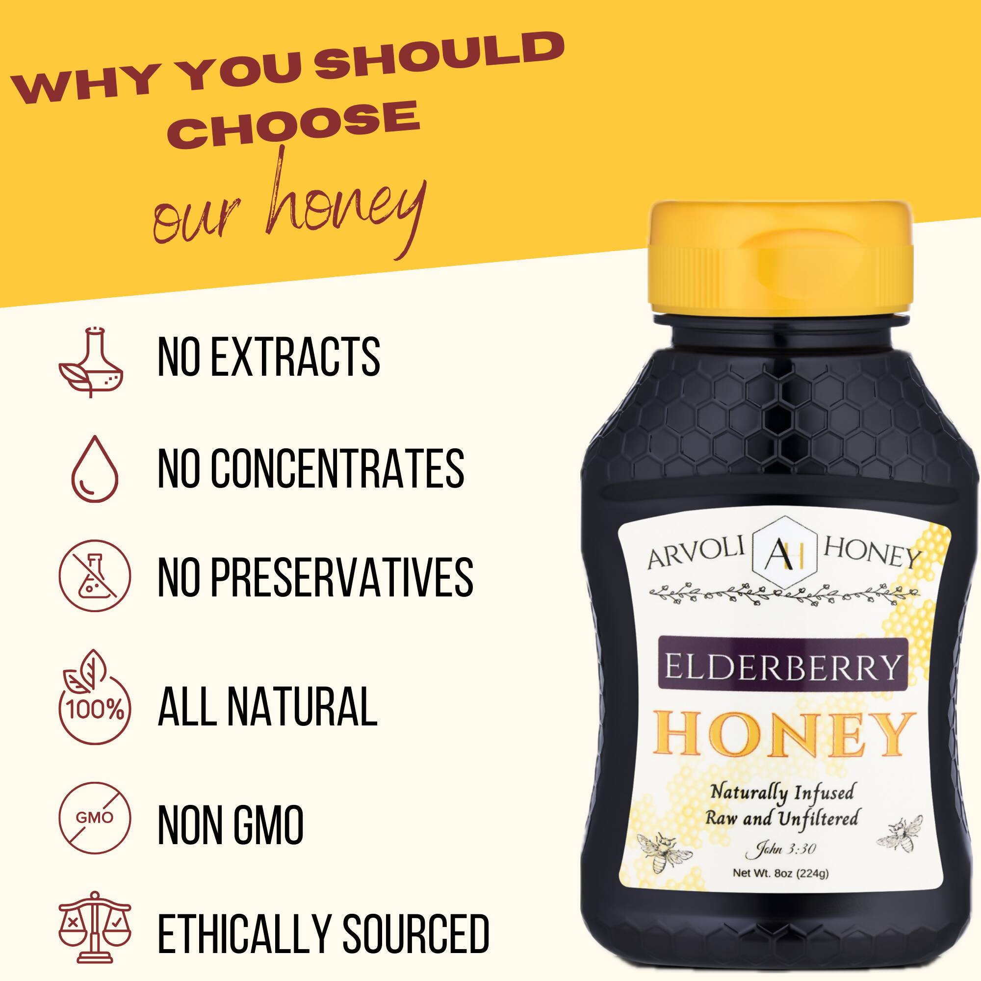 Arvoli Honey Elderberry Infused Honey Bottle - 8oz by Farm2Me
