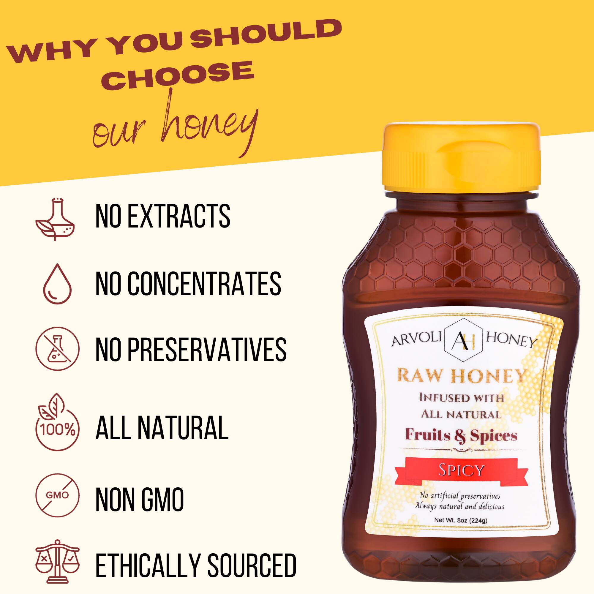Arvoli Honey Hot Honey Bottles - 12 bottles x 8 oz by Farm2Me