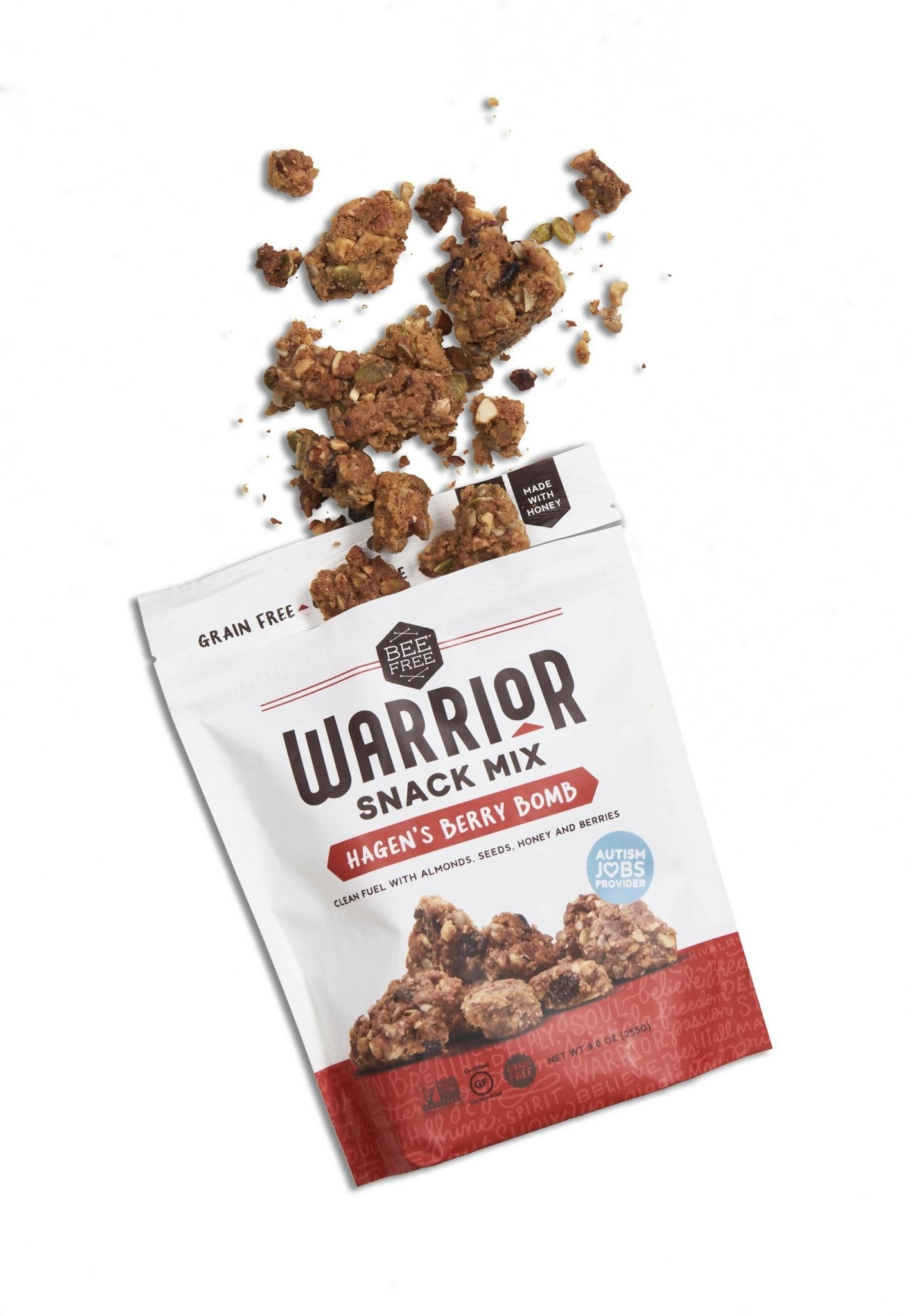 Bee Free Warrior Mix: Hagen's Berry Bomb Granola, Gluten Free, Grain Free - 12 Bags x 9oz by Farm2Me