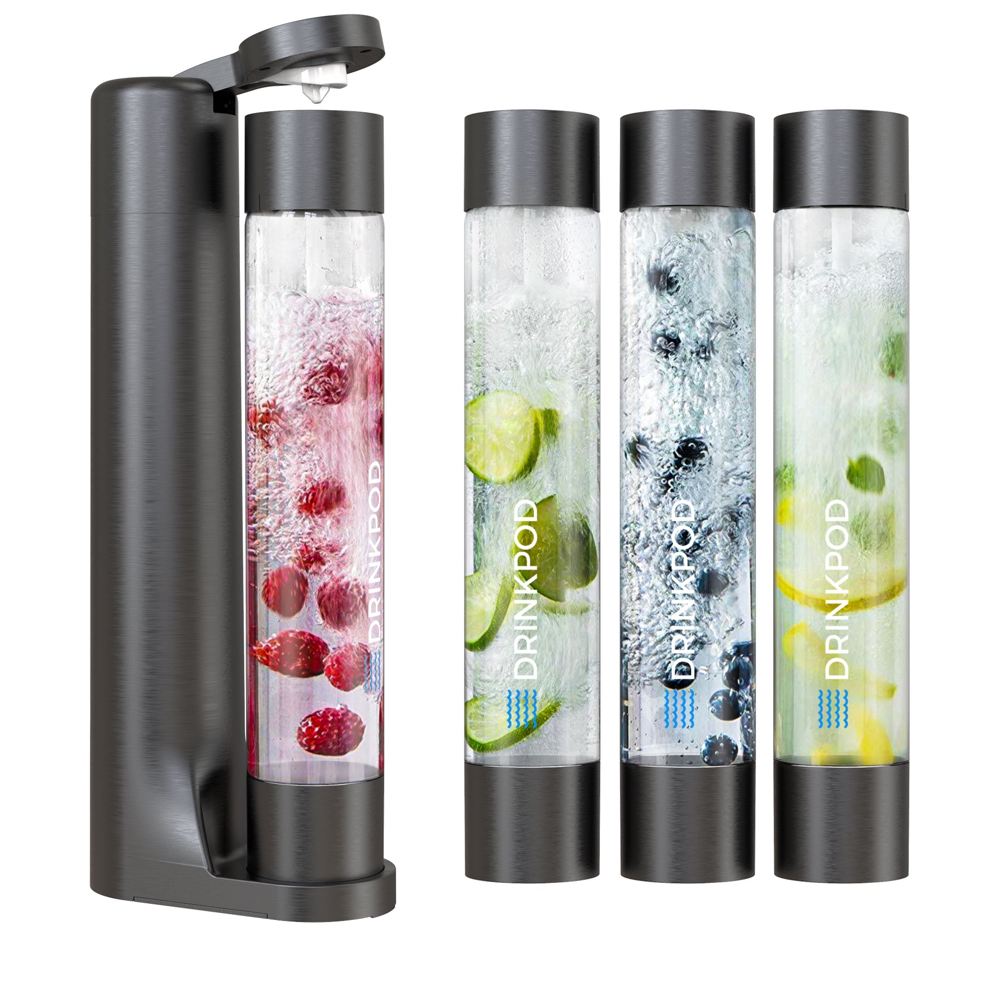 FIZZPod Soda Machine - Make Homemade Sparkling Water, Juice, Tea and Cocktail Drinks with Fruits & Candy by Drinkpod