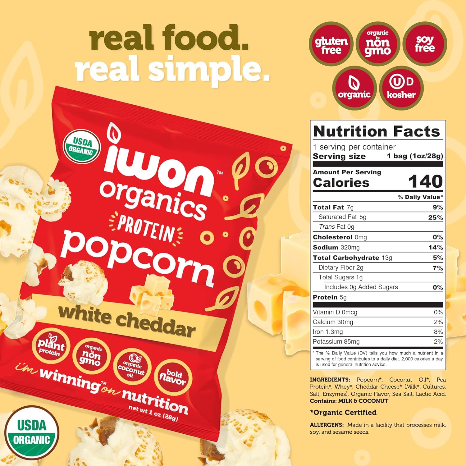 iwon Organics Organic Protein Popcorn Bag - 8 bBags by Farm2Me