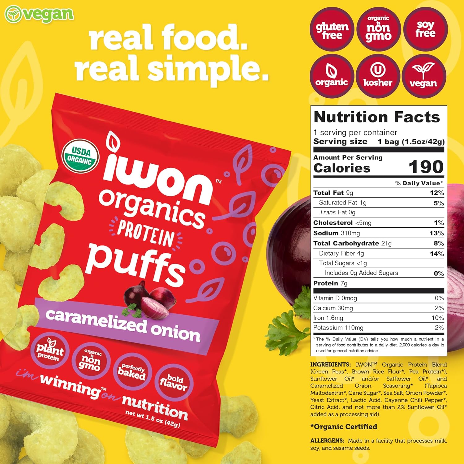 iwon Organics Protein Puffs Bag - 8 Bags by Farm2Me