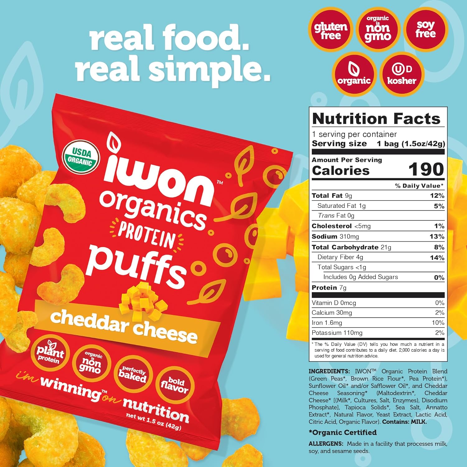 iwon Organics Protein Puffs Bag - 8 Bags by Farm2Me