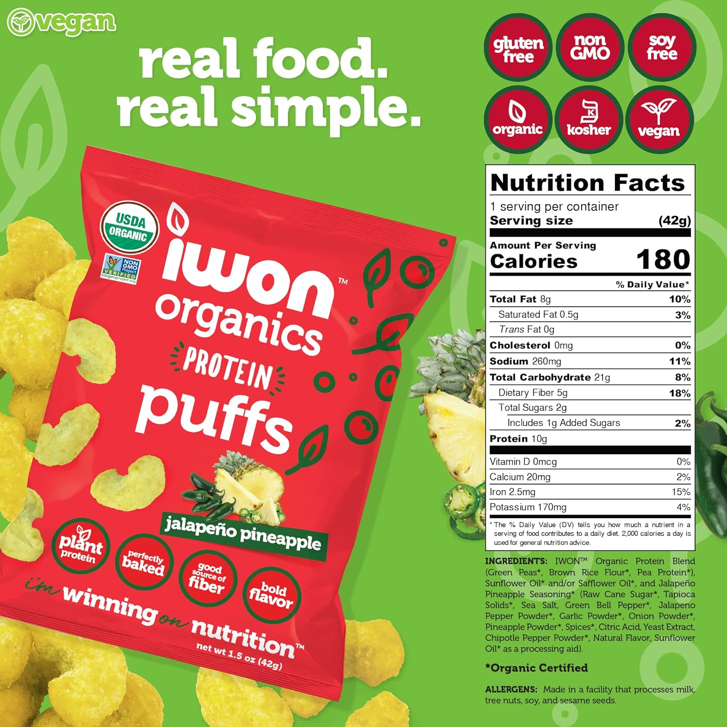 iwon Organics Protein Puffs Bag - 8 Bags by Farm2Me