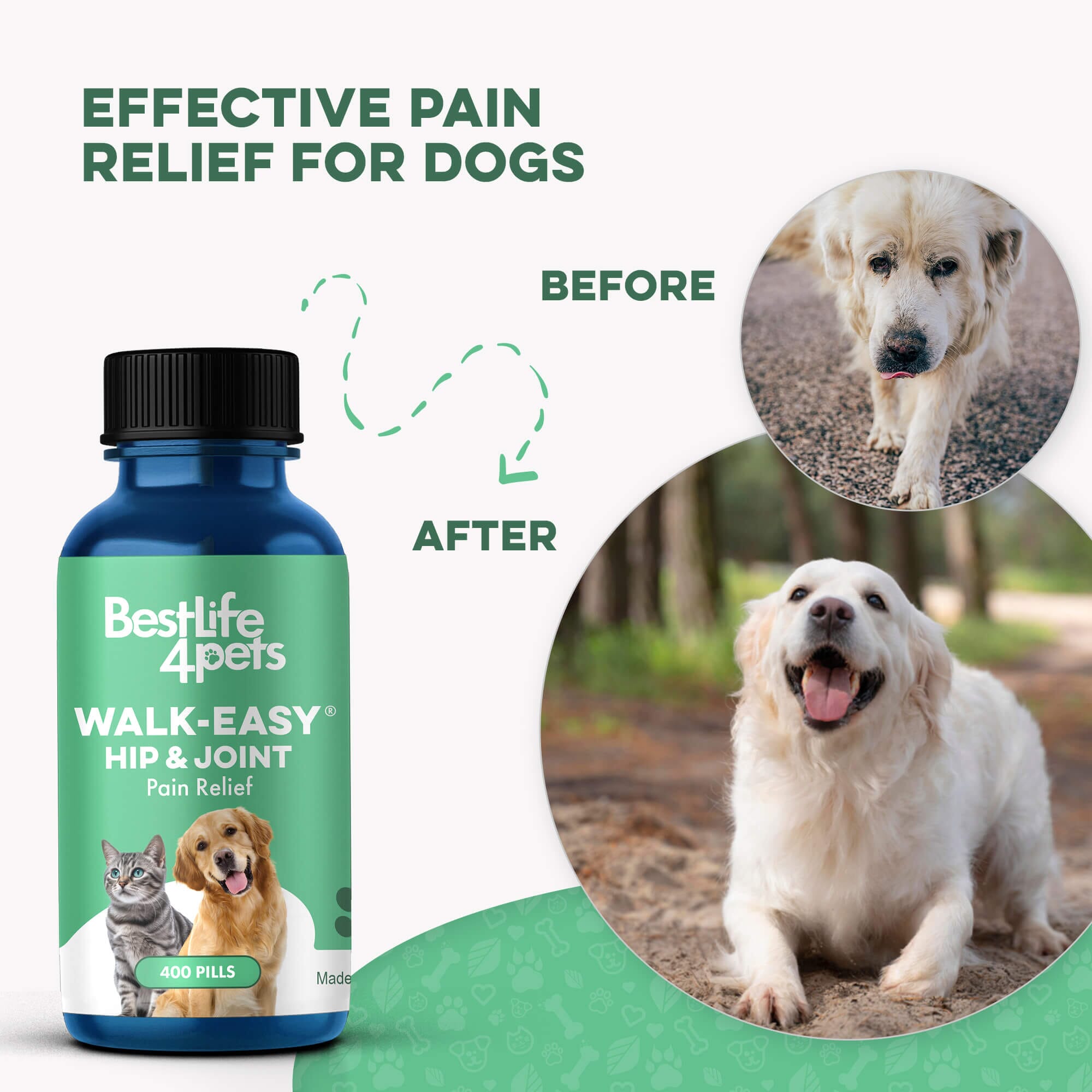 WALK-EASY® Joint and Hip Pain Relief for Dogs and Cats - Helps Arthritis, Torn Ligament and Other Joint Conditions by BestLife4Pets