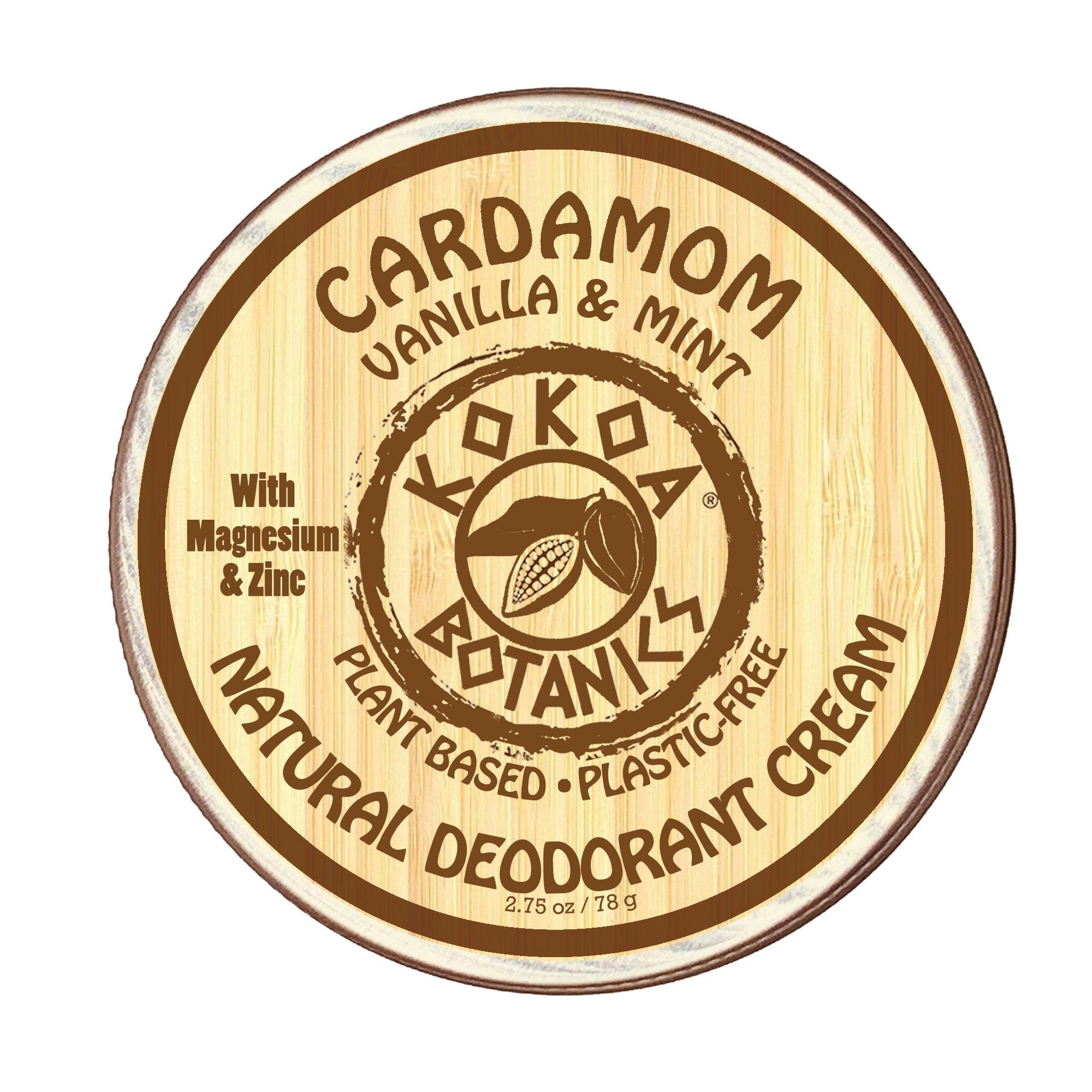 CARDAMOM with VANILLA & MINT - Natural Deodorant Cream - Aluminum-Free - 2.5 oz by kokoabotanics