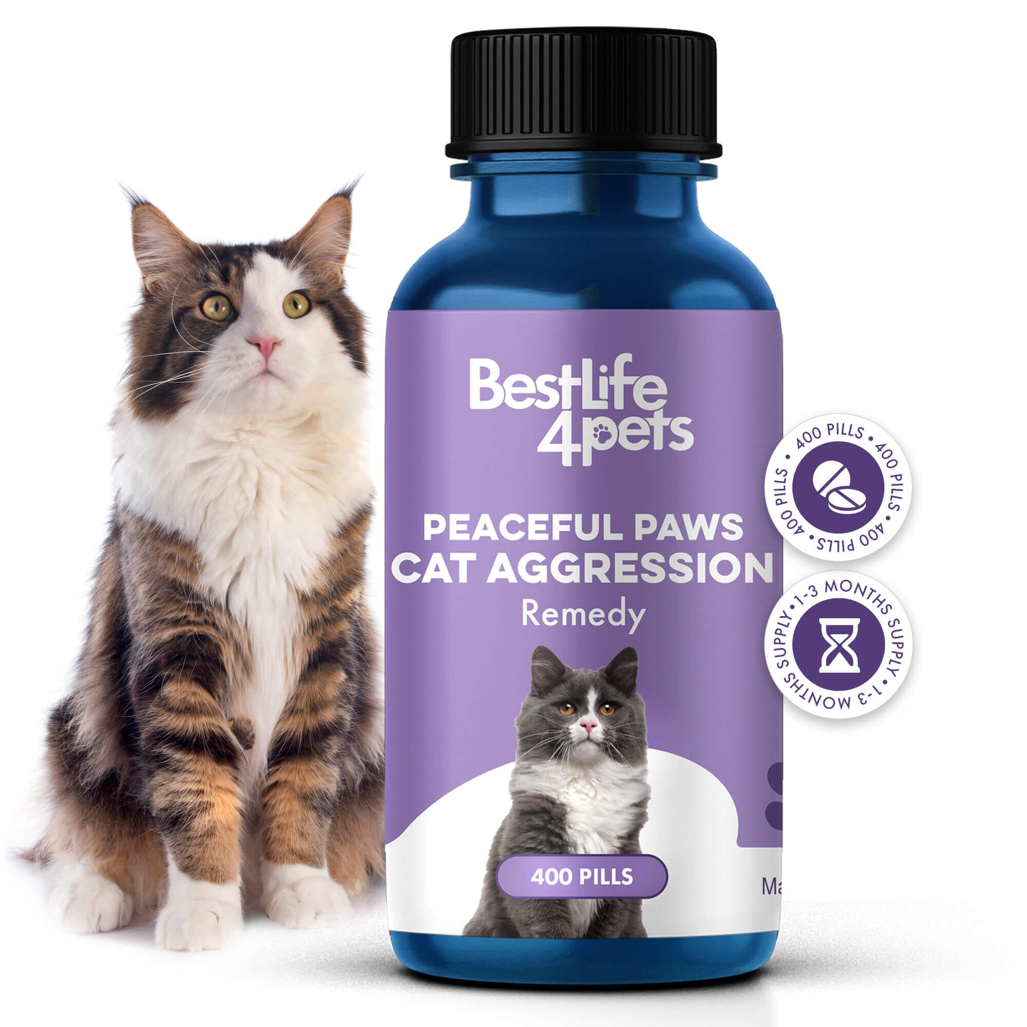 Peaceful Paws Cat Aggression & Anxiety Management for Stress, Spraying, Territorial Behavior by BestLife4Pets