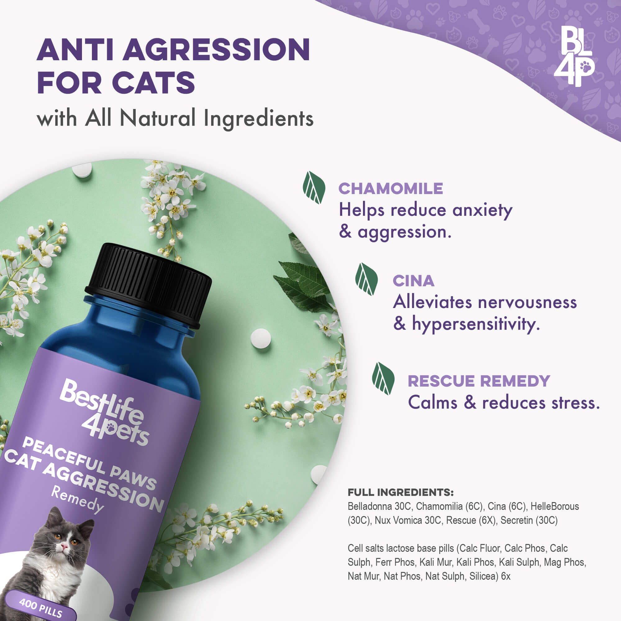 Peaceful Paws Cat Aggression & Anxiety Management for Stress, Spraying, Territorial Behavior by BestLife4Pets