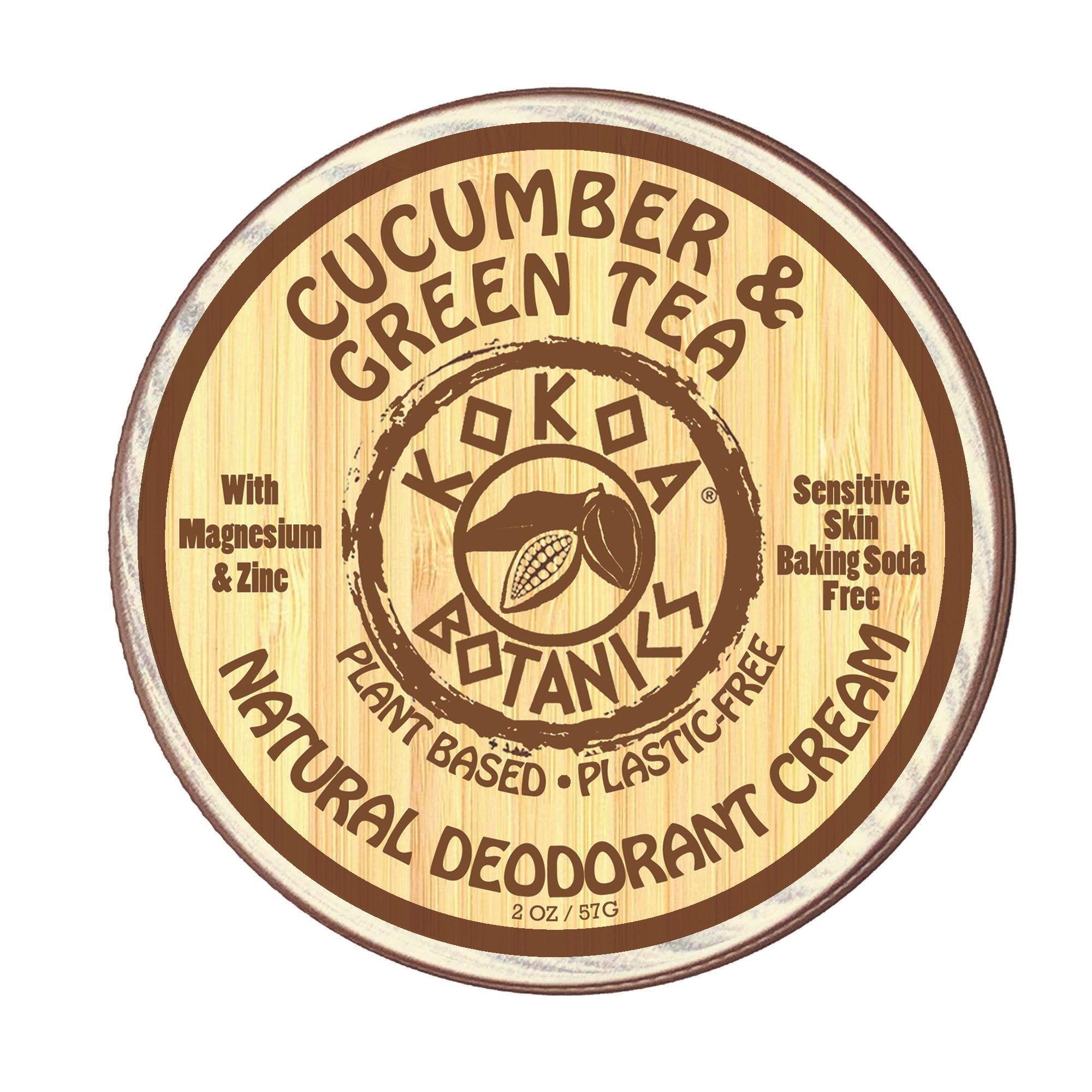 Natural Deodorant Paste - Cucumber & Green Tea - Sensitive Skin - Aluminum Free - Baking Soda Free - 2.5 oz by kokoabotanics