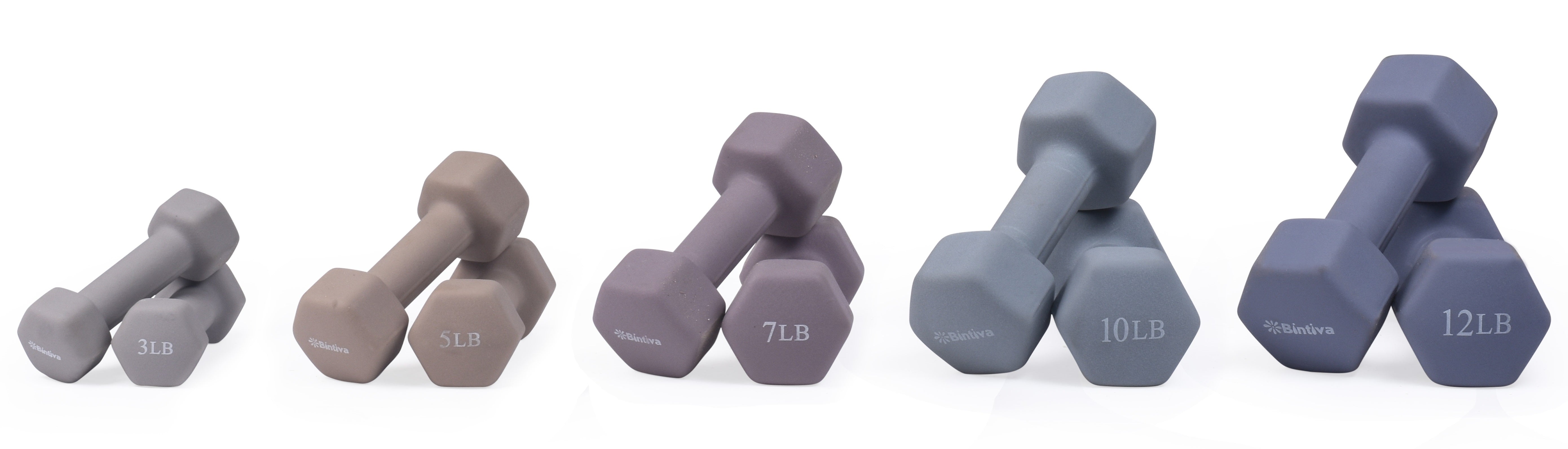 Neoprene Hexagon shaped dumbbells - Earth Tones by Bintiva