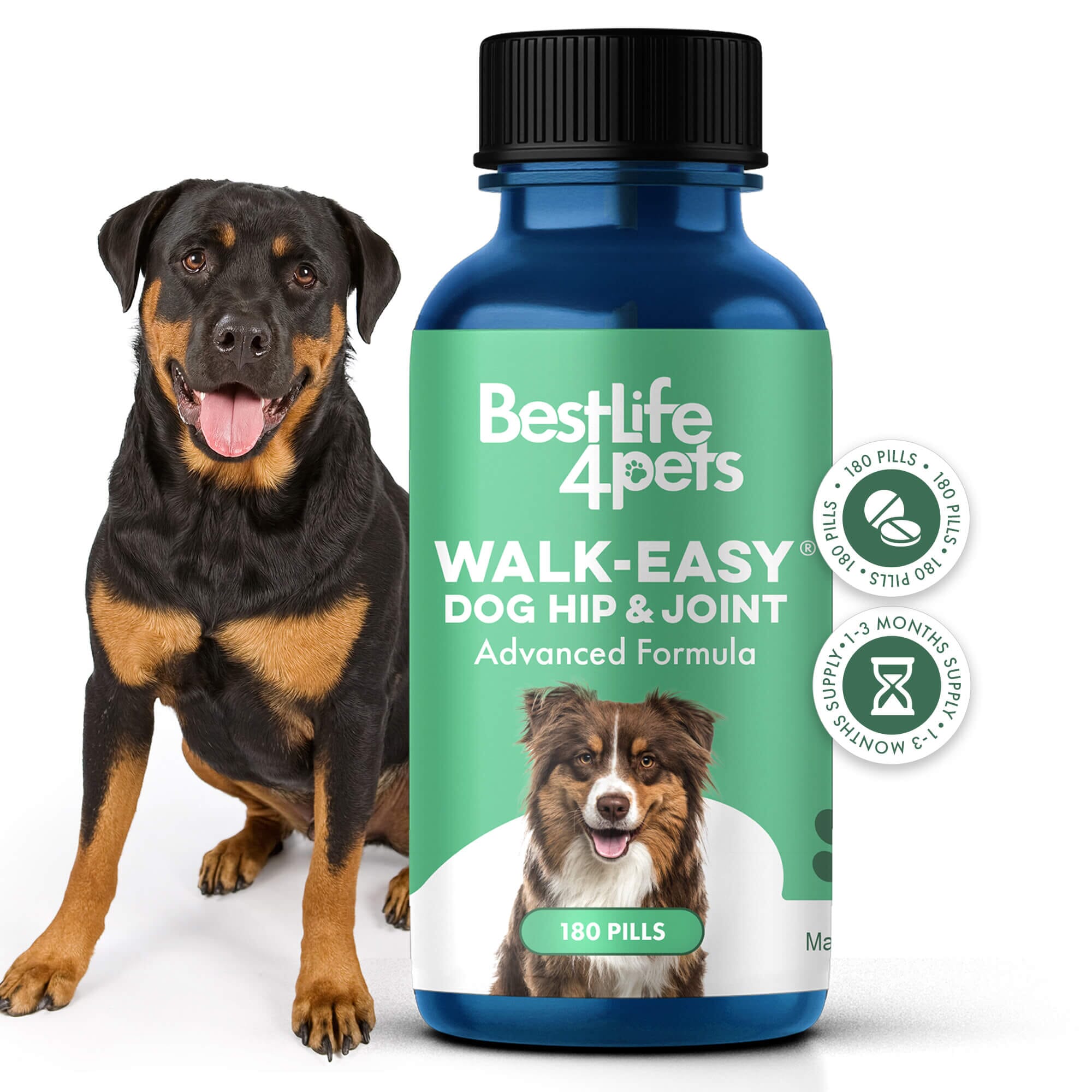 WALK-EASY™ Extra Strength Natural Pain Relief for Dogs - Helps Dog Joint Pain, Arthritis, ACL, Limping and More by BestLife4Pets