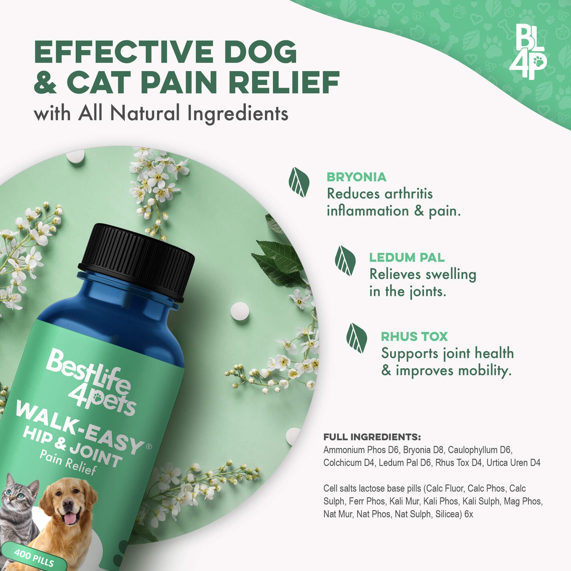 WALK-EASY® Joint and Hip Pain Relief for Dogs and Cats - Helps Arthritis, Torn Ligament and Other Joint Conditions by BestLife4Pets