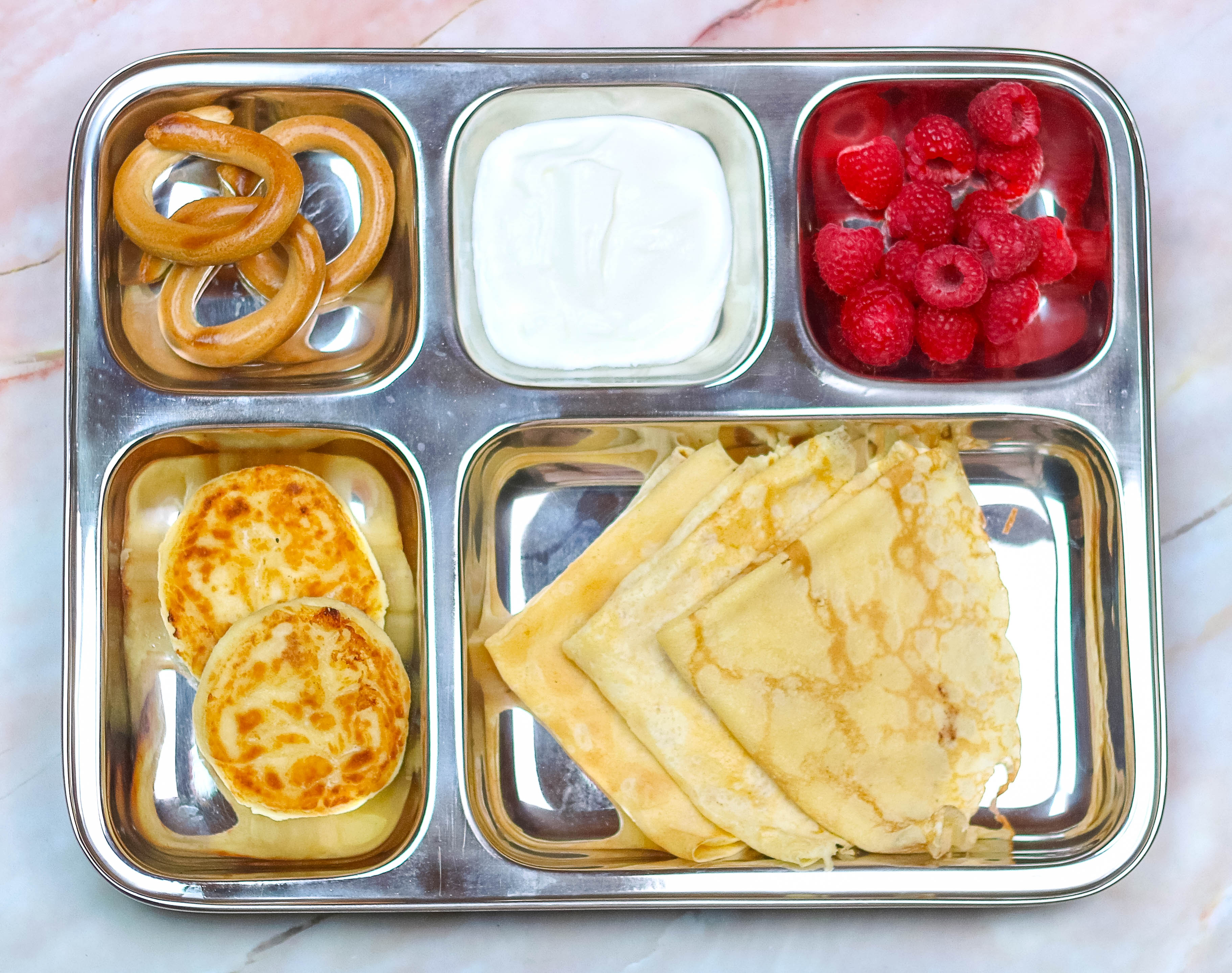 Stainless Steel Dinner Plates, Reusable, 5 Compartments, 2 Pack by ecozoi