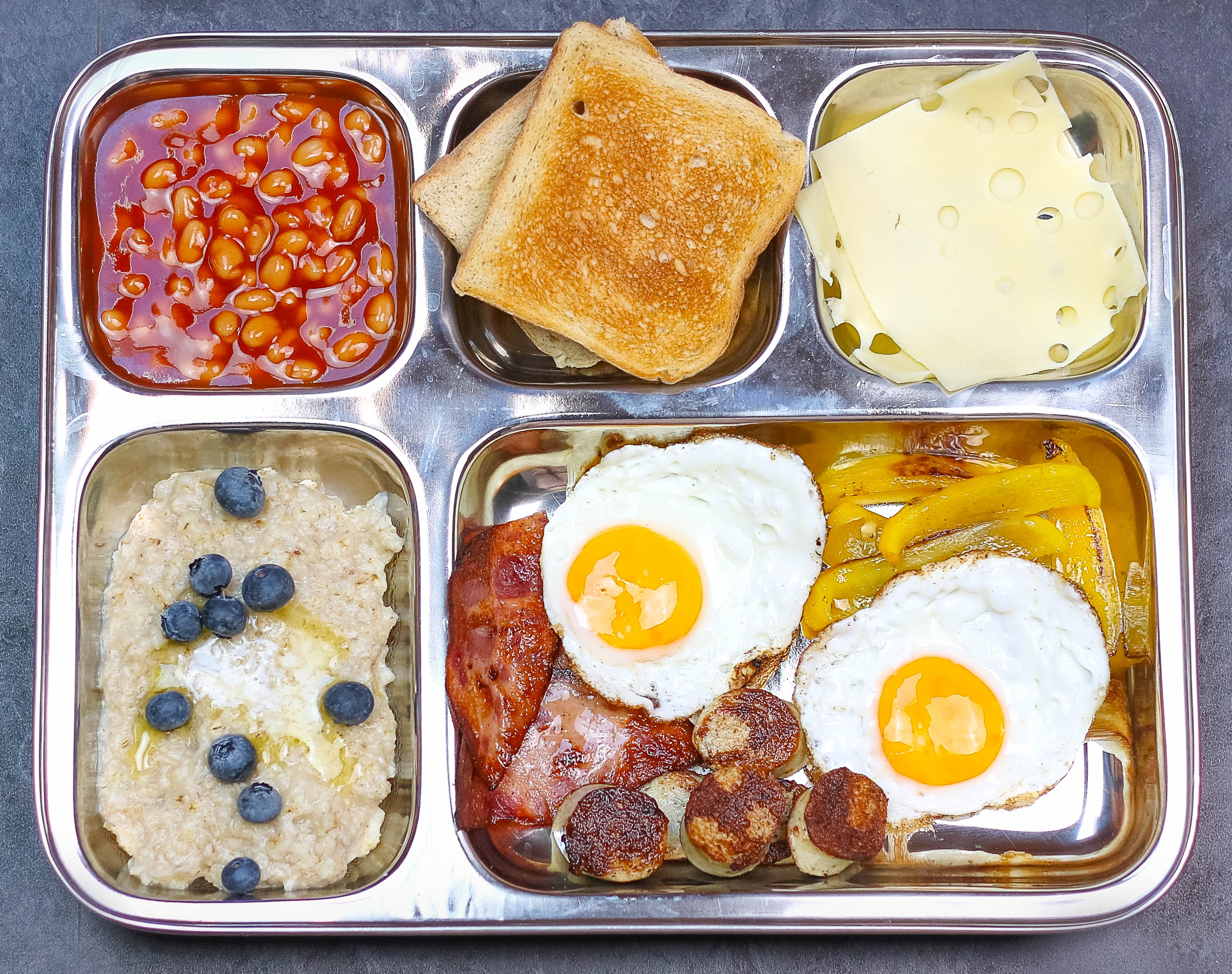 Stainless Steel Dinner Plates, Reusable, 5 Compartments, 2 Pack by ecozoi