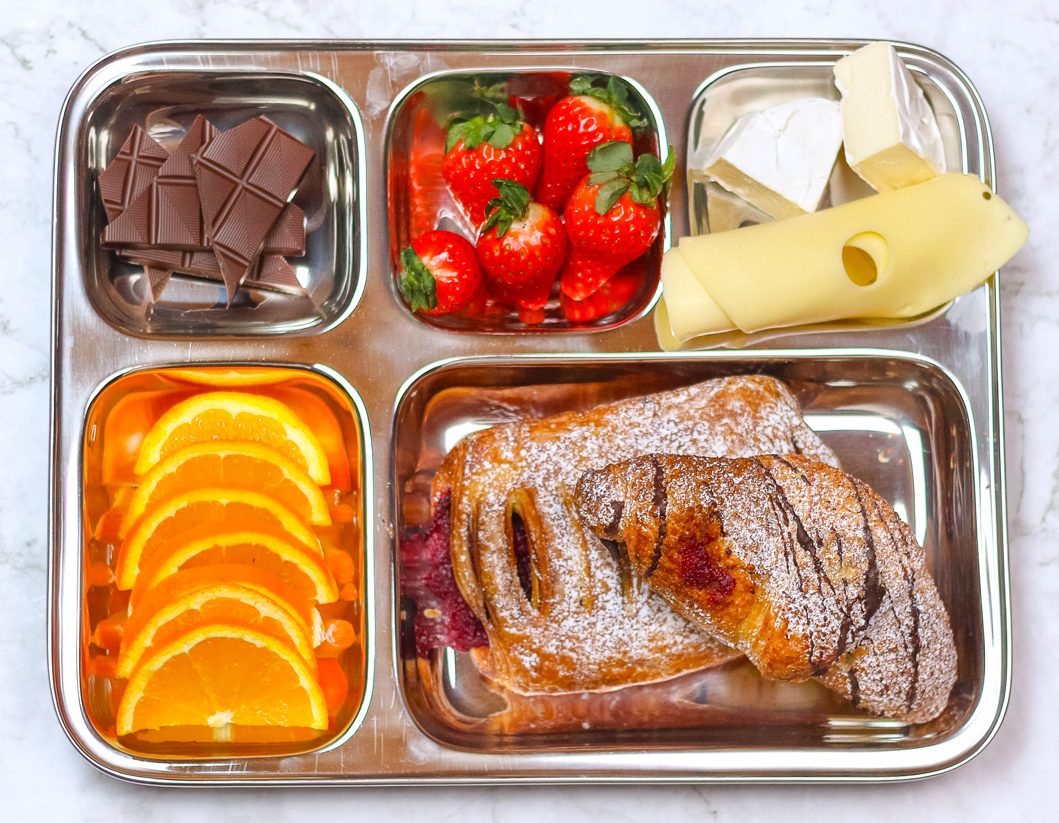 Stainless Steel Dinner Plates, Reusable, 5 Compartments, 2 Pack by ecozoi