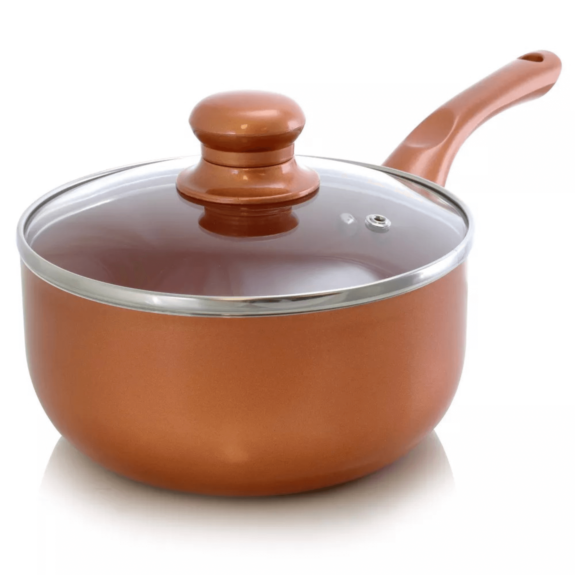 Better Chef 2Qt Ceramic-Coated Copper-Tone Saucepan with Glass Lid by Jupiter Gear Home
