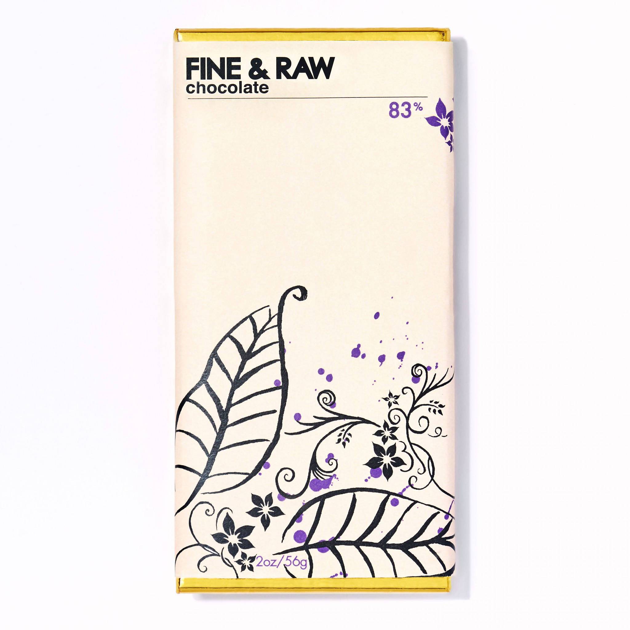 Fine and Raw Dark Chocolate Bars, Organic (83% Cocoa / Cacao) - 10 Bars x 2oz case by Farm2Me
