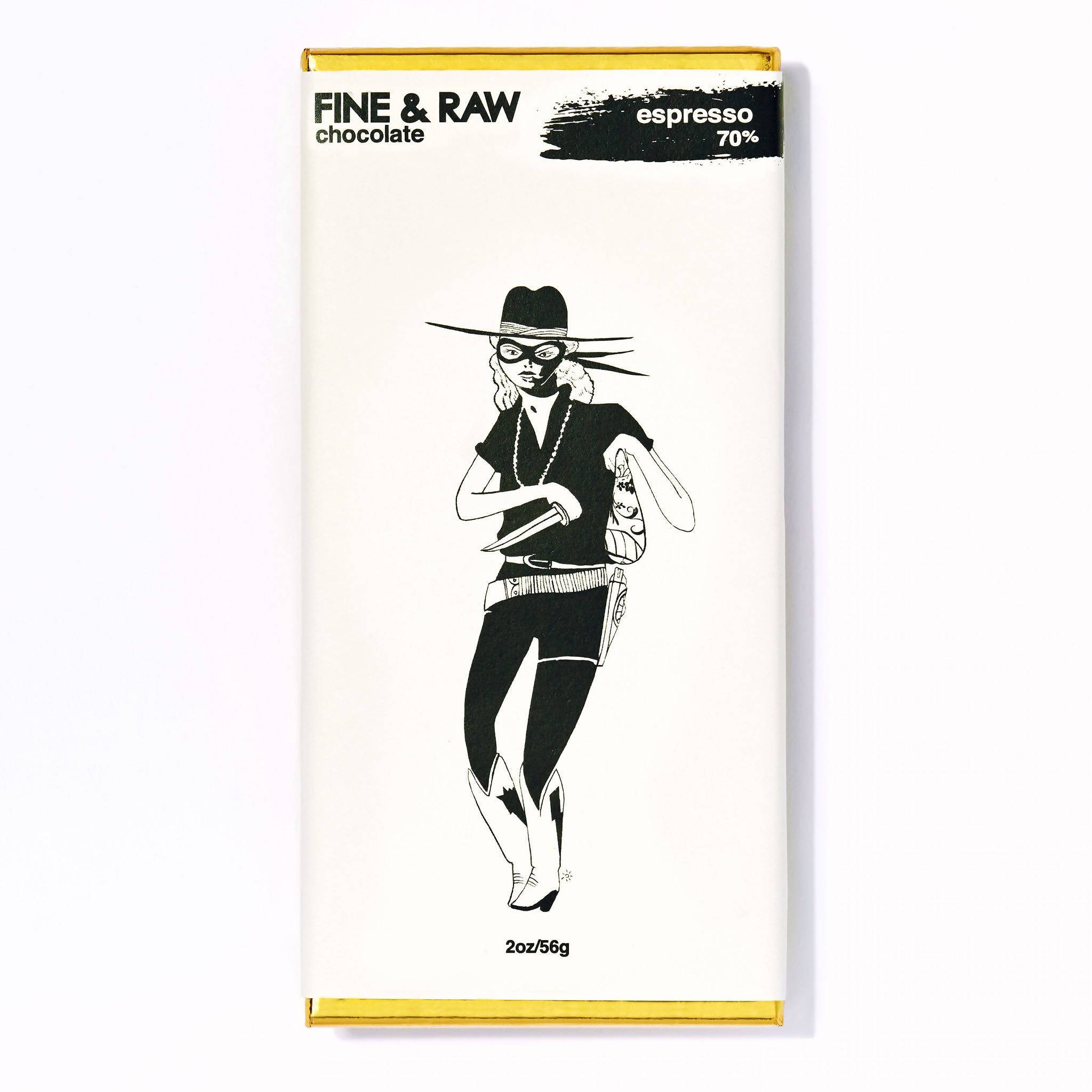Fine and Raw Dark Chocolate & Espresso Beans Bar (70% Cocoa / Cacao), Organic - 10 Bars x 2oz case by Farm2Me