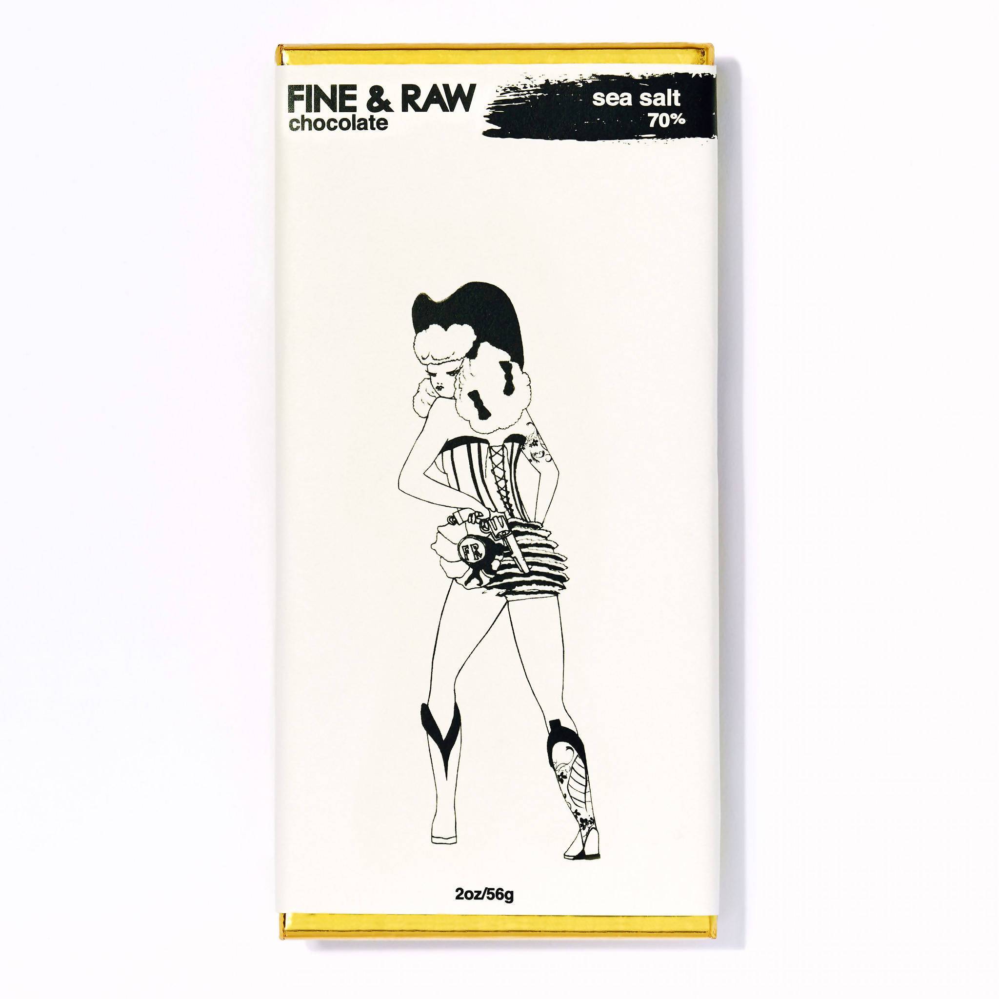 Fine and Raw Dark Chocolate with Sea Salt (70% Cocoa / Cacao), Organic - 10 Bars x 2oz case by Farm2Me