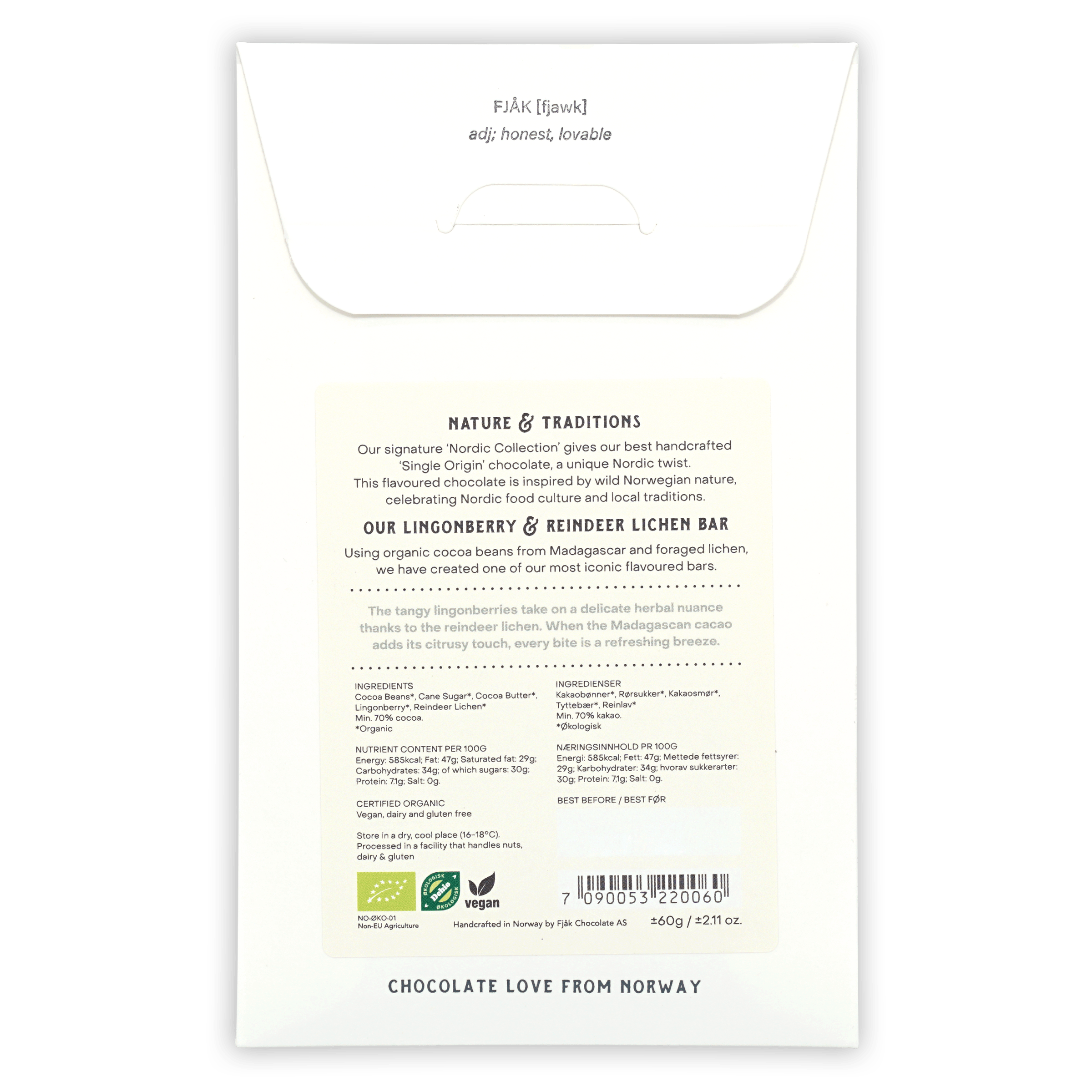 Fjåk Lingonberry & Lichen Dark Chocolate 70% (Nordic Collection) by Farm2Me