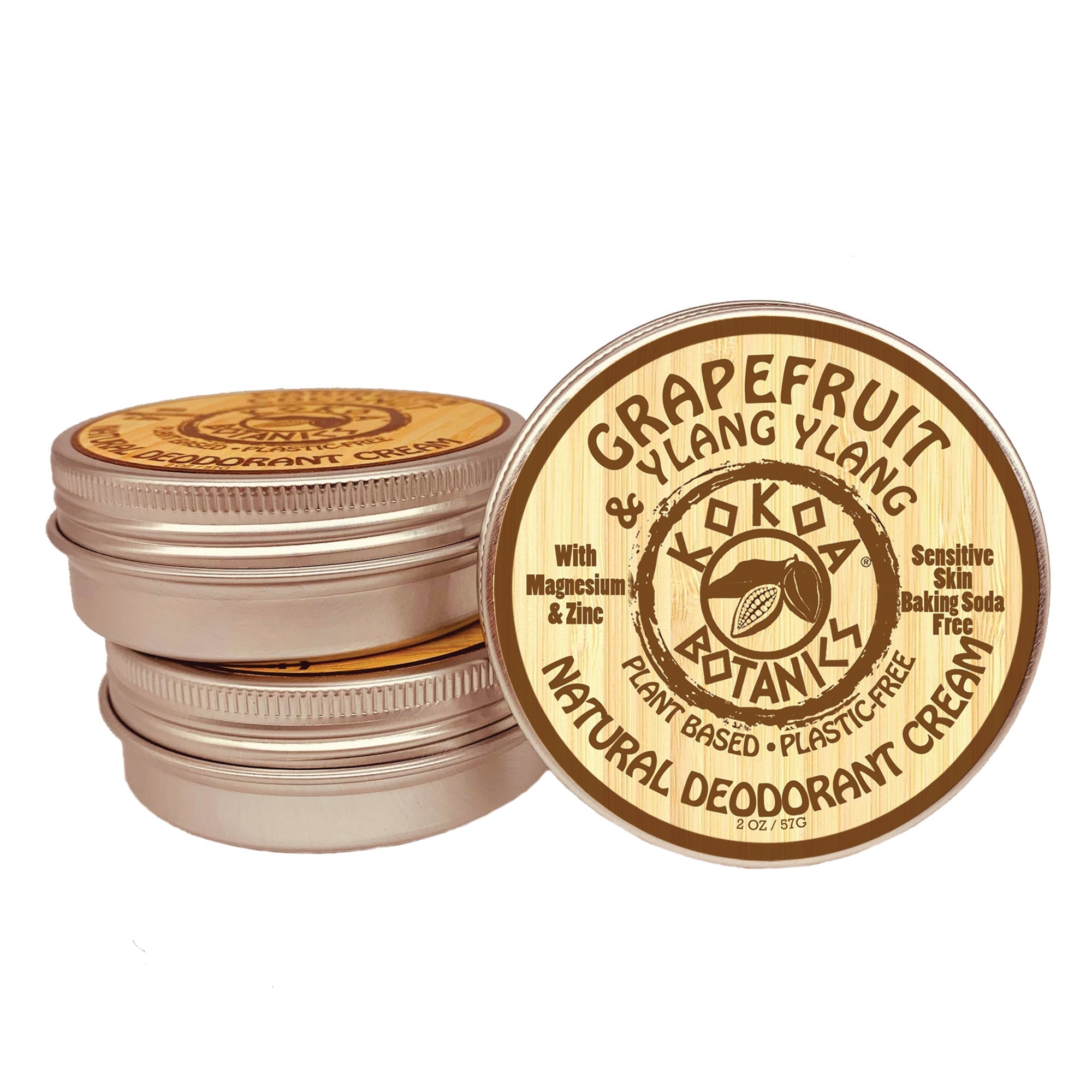 GRAPEFRUIT & YLANG YLANG - Natural Deodorant Cream - Sensitive Skin - Baking Soda Free - 2.5 oz by kokoabotanics