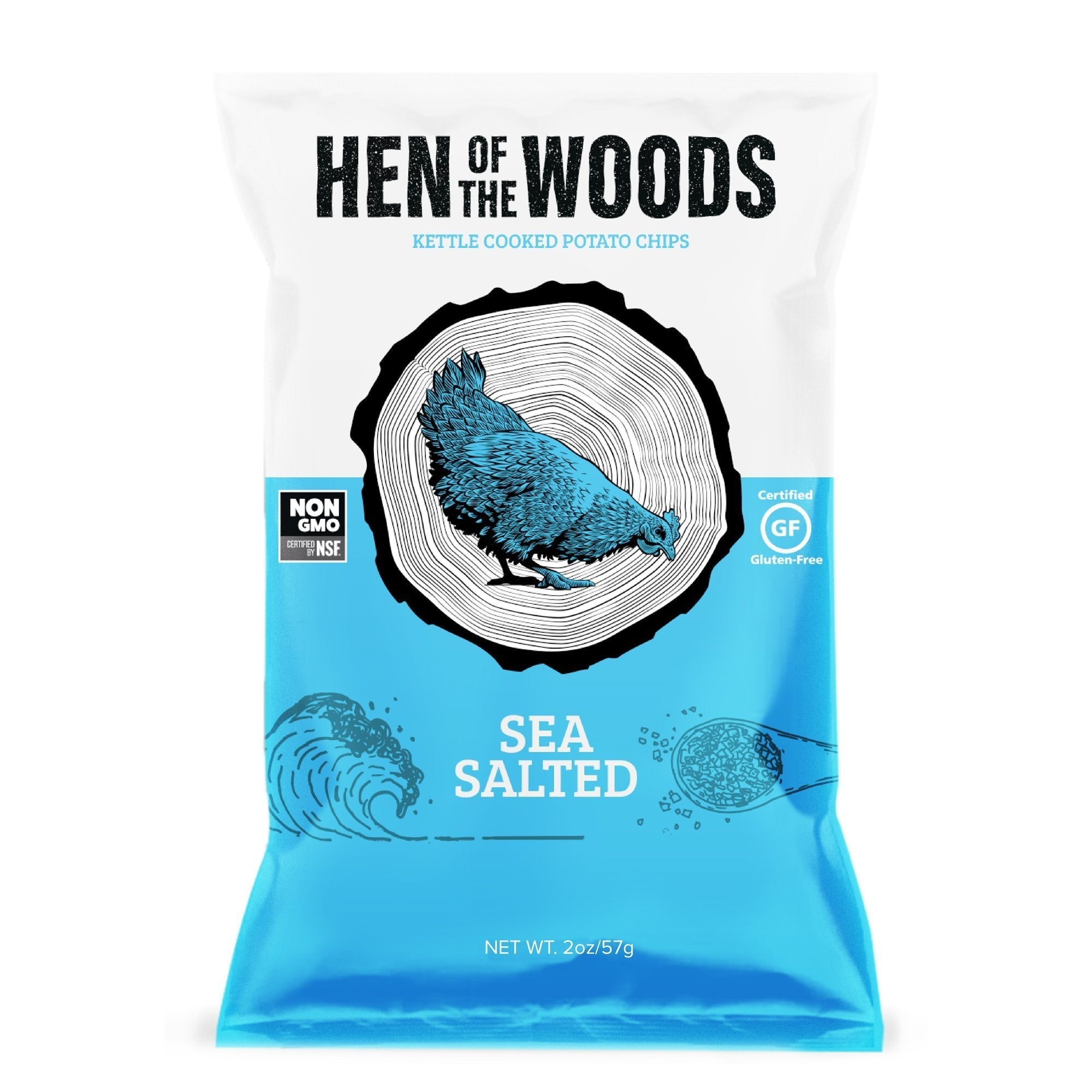 Hen of the Woods Sea Salted Kettle Chips Bag - 60 bags x 2oz case by Farm2Me