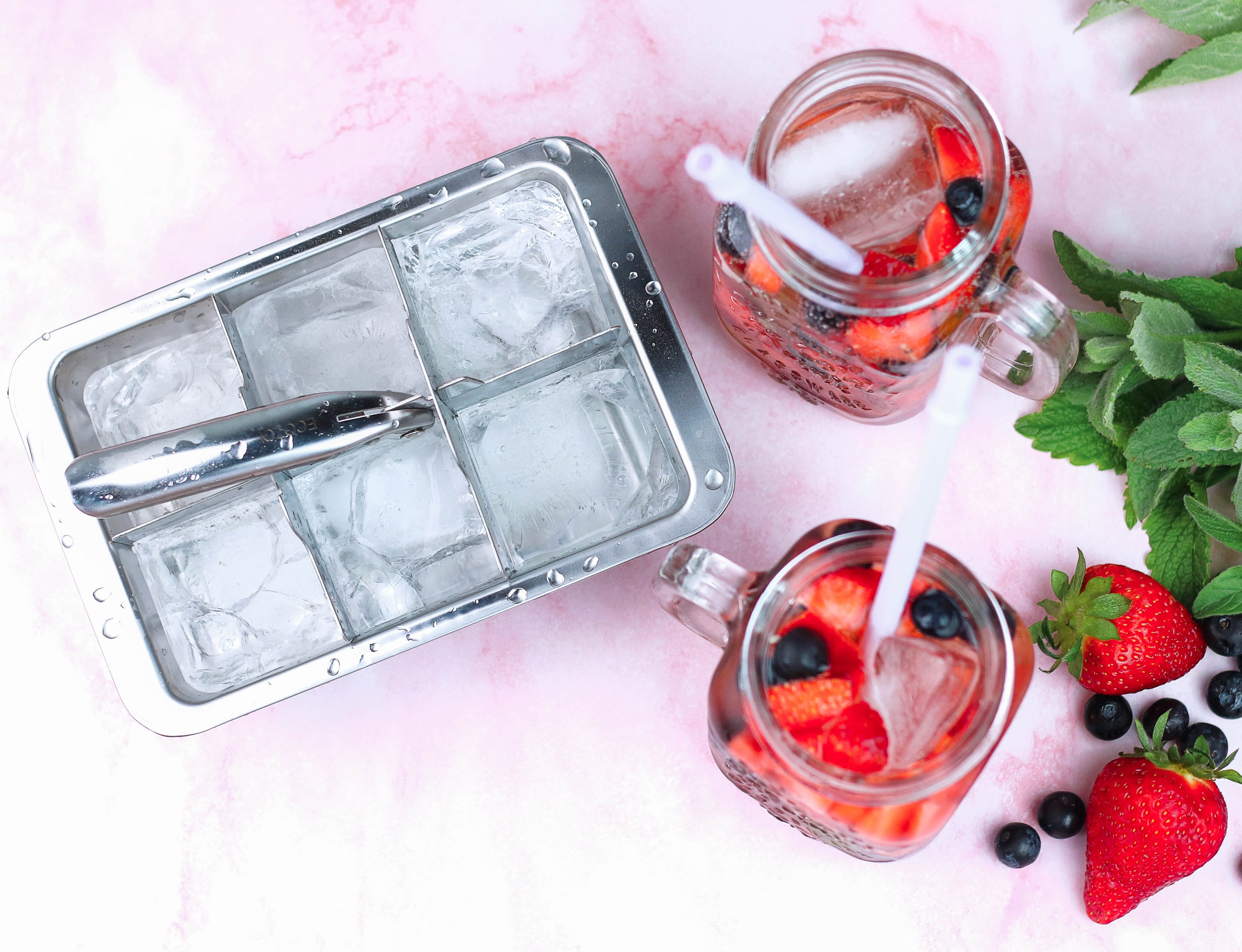 Ecozoi Stainless Steel Ice Cube Trays with Easy Release, 2 Pack, 12 Large Cubes by ecozoi