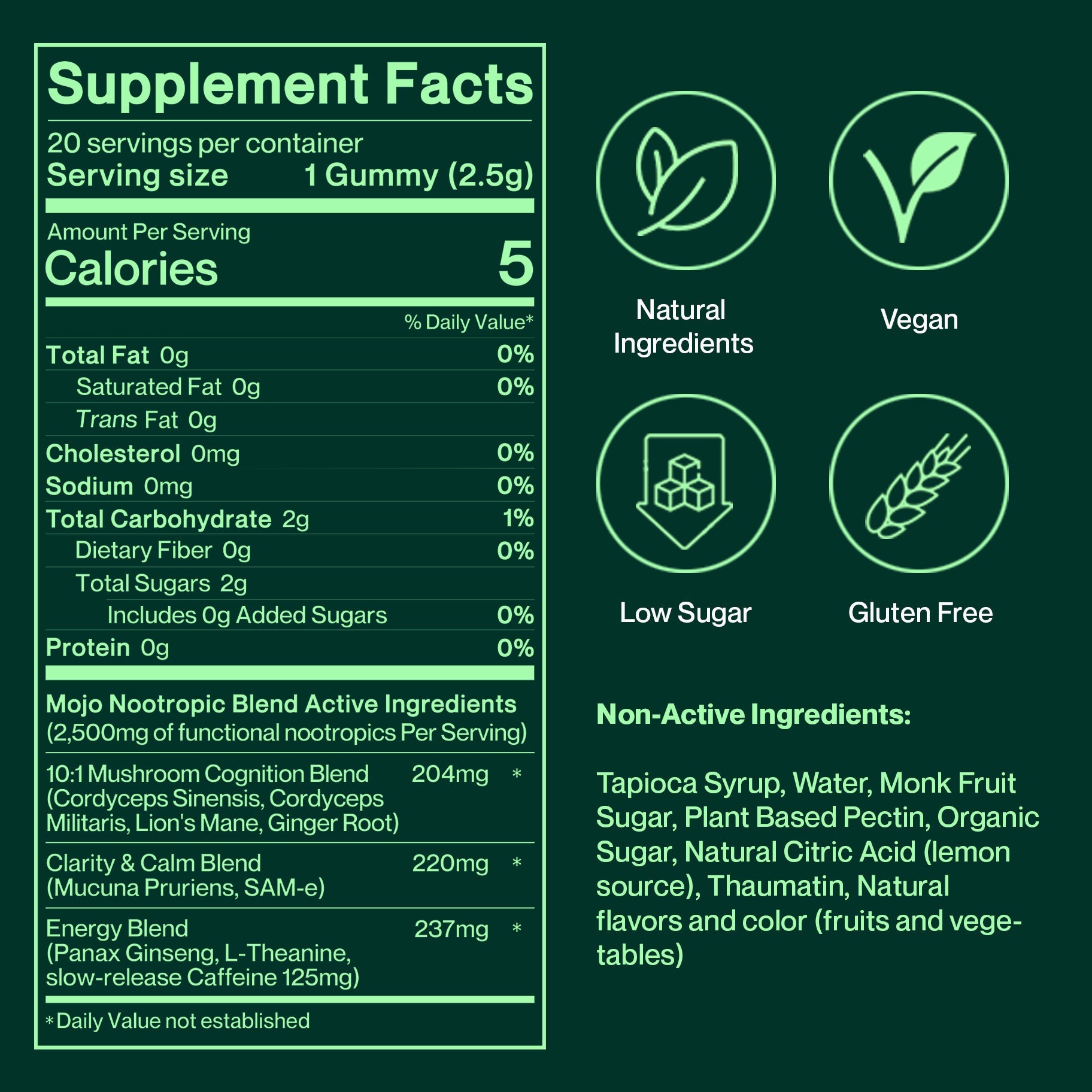 Max Strength Brain Boost Gummies  - Yuzu & Lime by Mojo | Mushroom Dosed Gummies