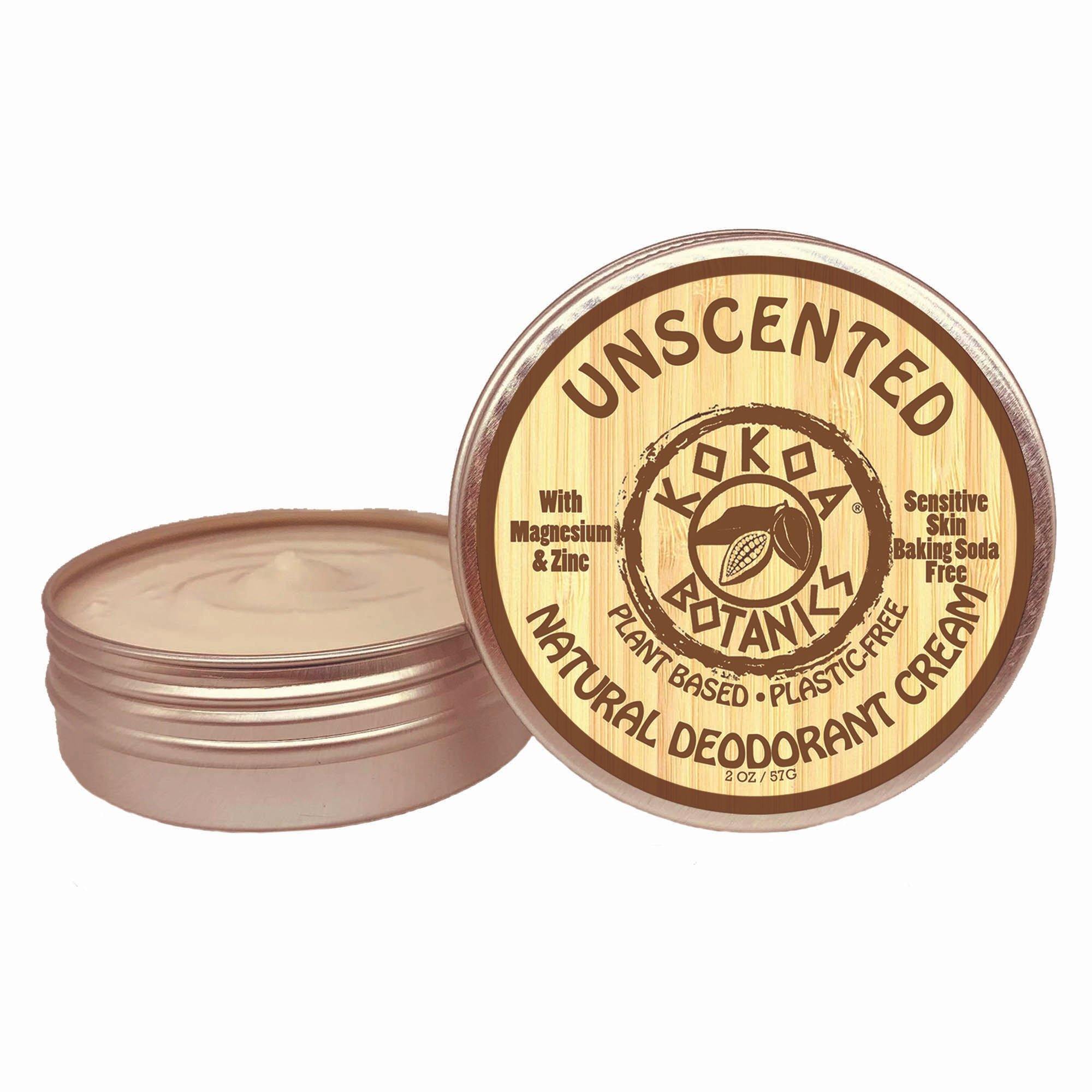 UNSCENTED - Natural Deodorant Cream - Sensitive Skin - Baking Soda-Free 2.5 oz by kokoabotanics