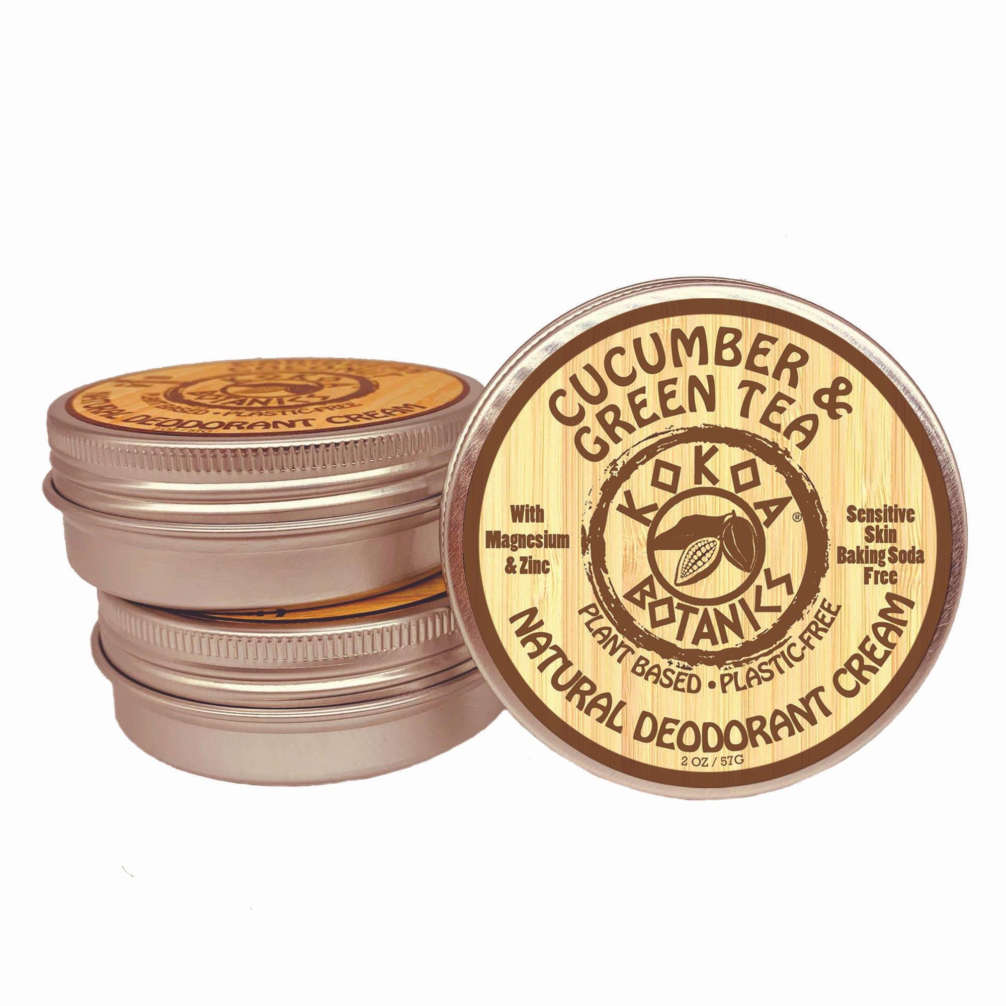 Natural Deodorant Paste - Cucumber & Green Tea - Sensitive Skin - Aluminum Free - Baking Soda Free - 2.5 oz by kokoabotanics