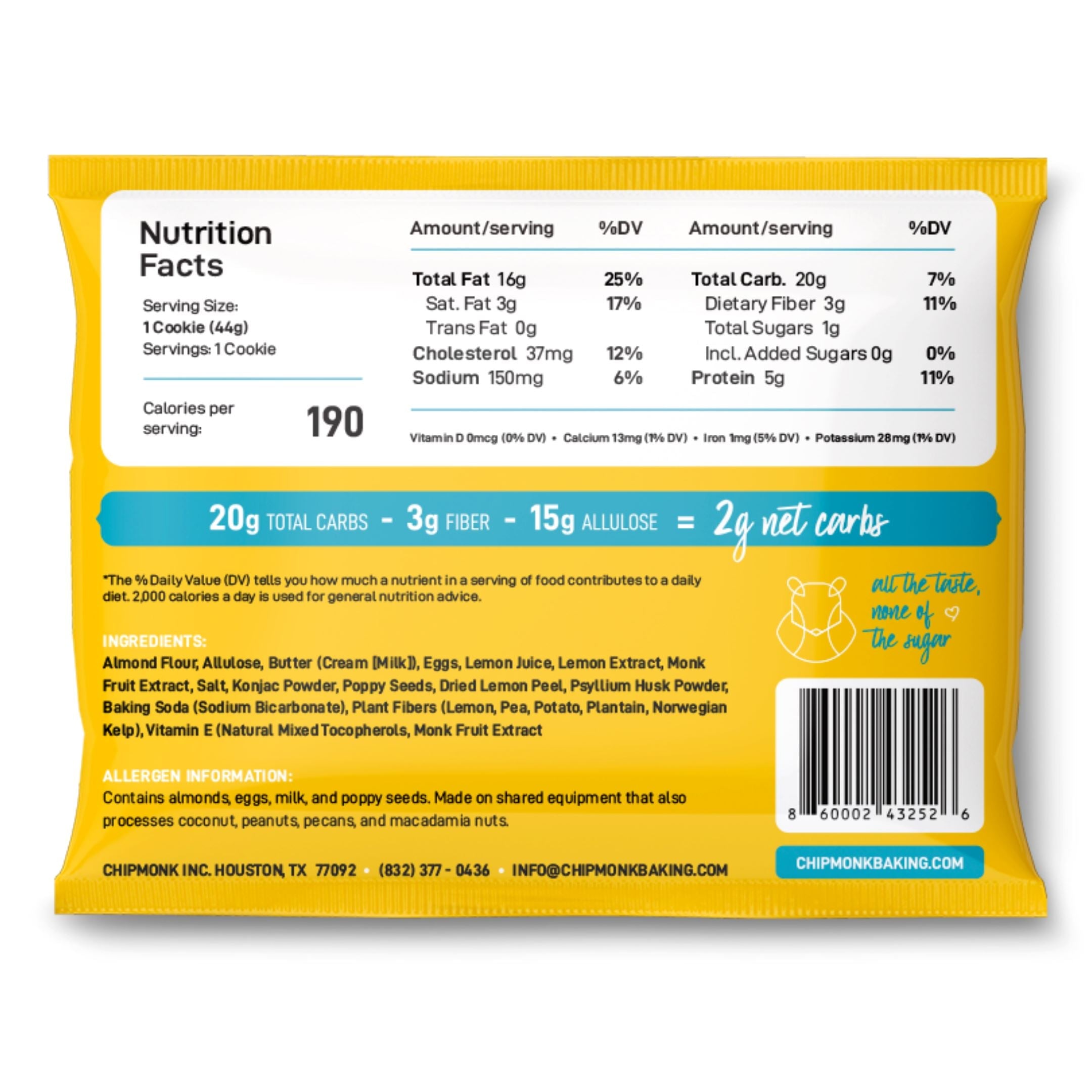 Lemon PoppySeed Keto Cookies by ChipMonk Baking