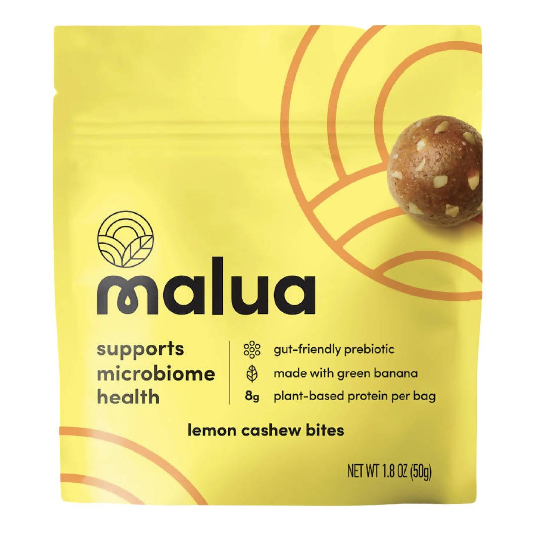 Malua Prebiotic Organic Gut Healthy Vegan Keto Friendly, Low Carb Cashew Lemon Bites - 8 Bags x 1.8 oz by Farm2Me