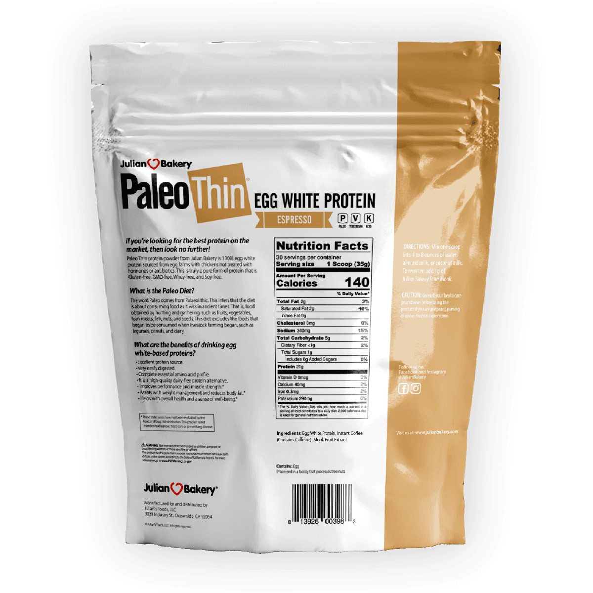 PaleoThin® Egg White Protein Espresso