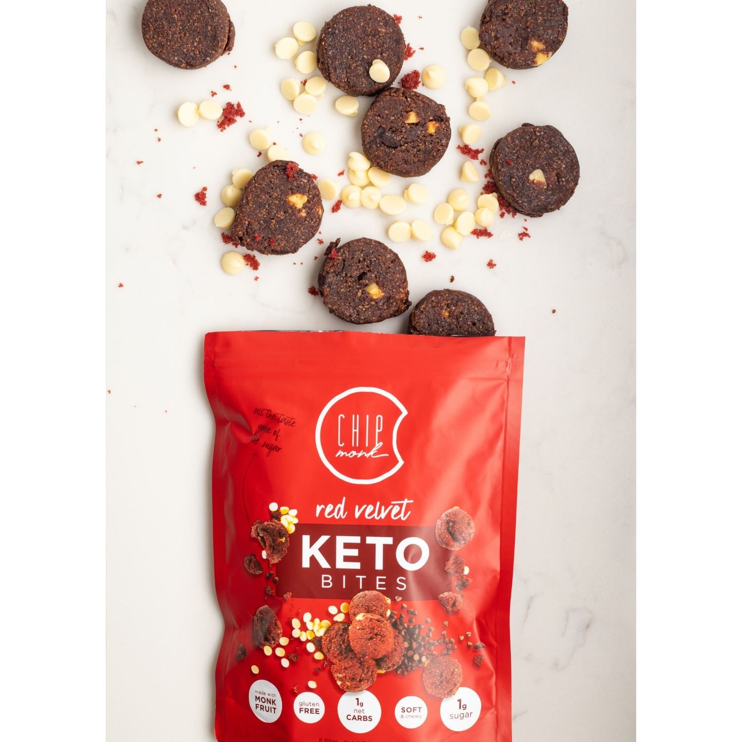 Red Velvet Keto Cookie Bites by ChipMonk Baking
