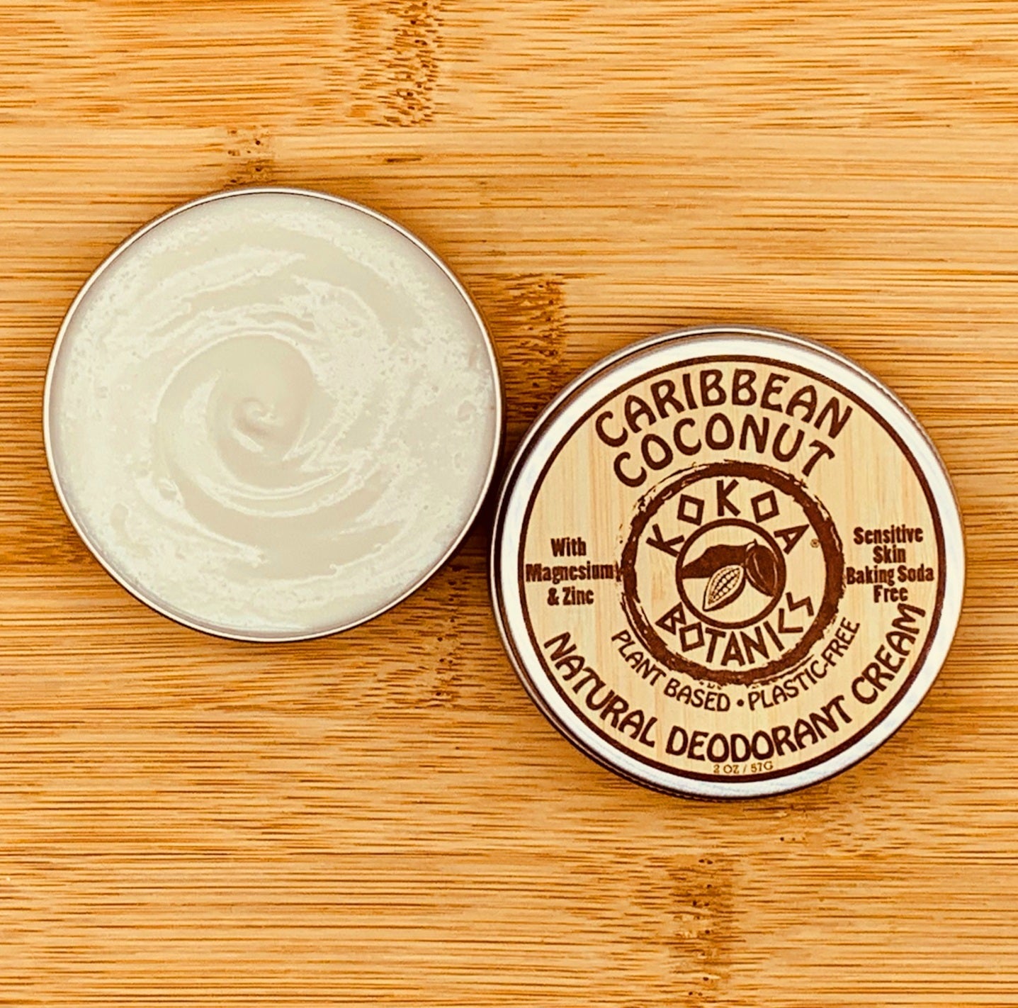 CARIBBEAN COCONUT - Natural Deodorant Cream - Sensitive Skin - Baking Soda Free  - 2.5 oz by kokoabotanics