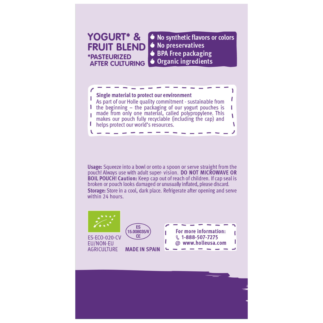 Holle Organic Yogurt Pouches - Blueberries, Apple & Banana by Holle USA
