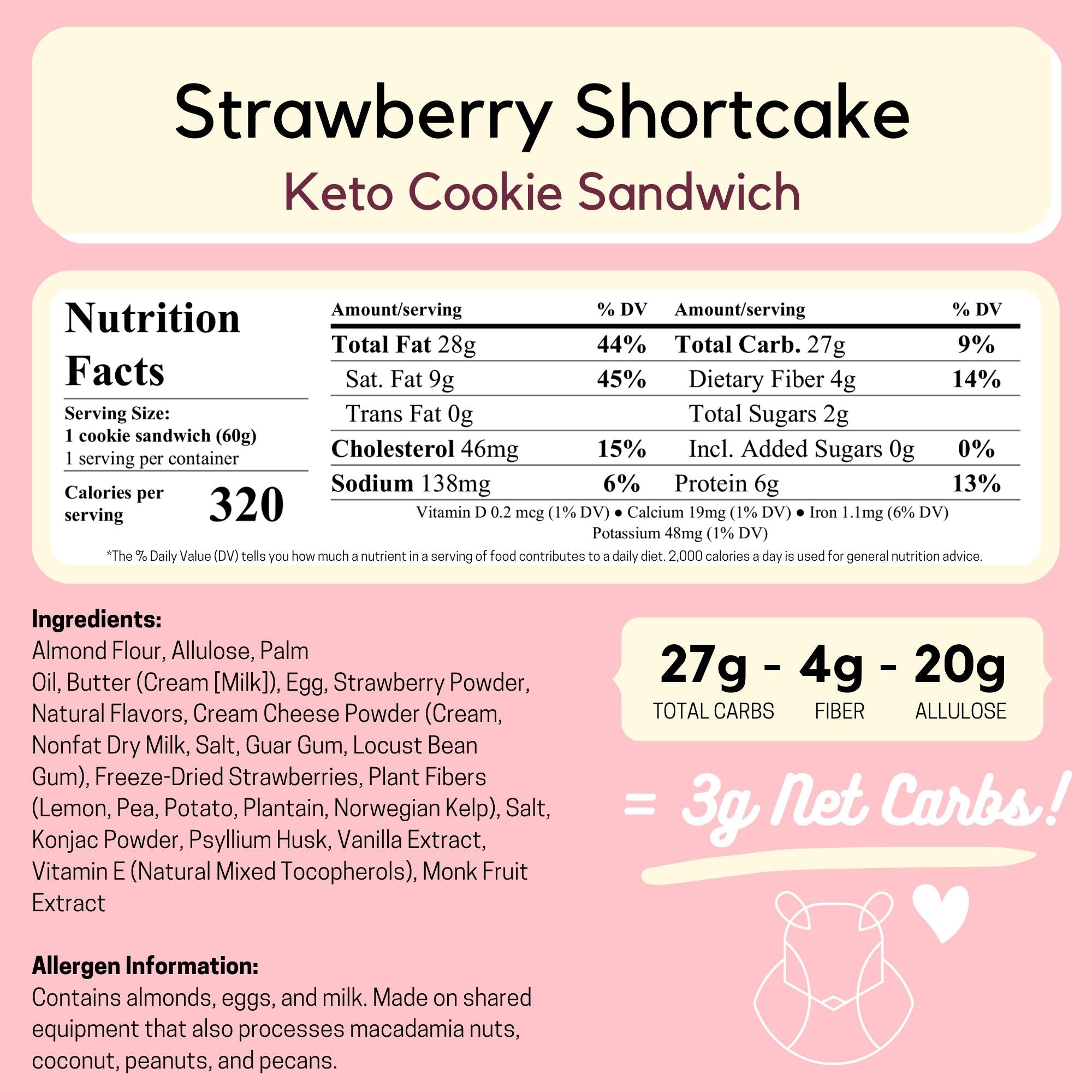 Strawberry Shortcake Keto Cookie Sandwich by ChipMonk Baking