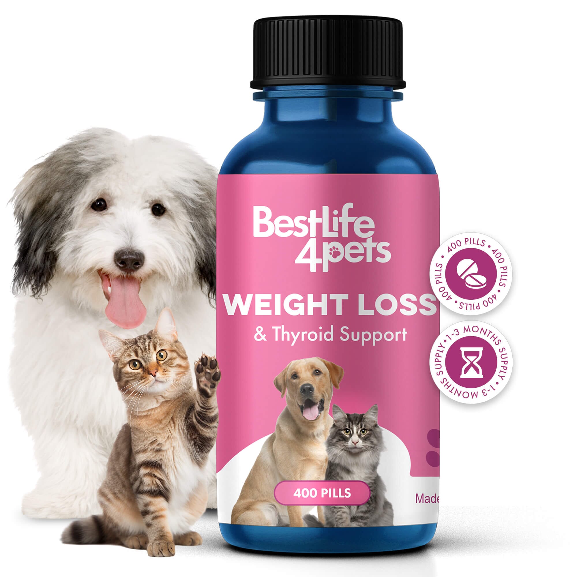 Natural Weight Loss & Thyroid Support Supplement for Dogs & Cats by BestLife4Pets