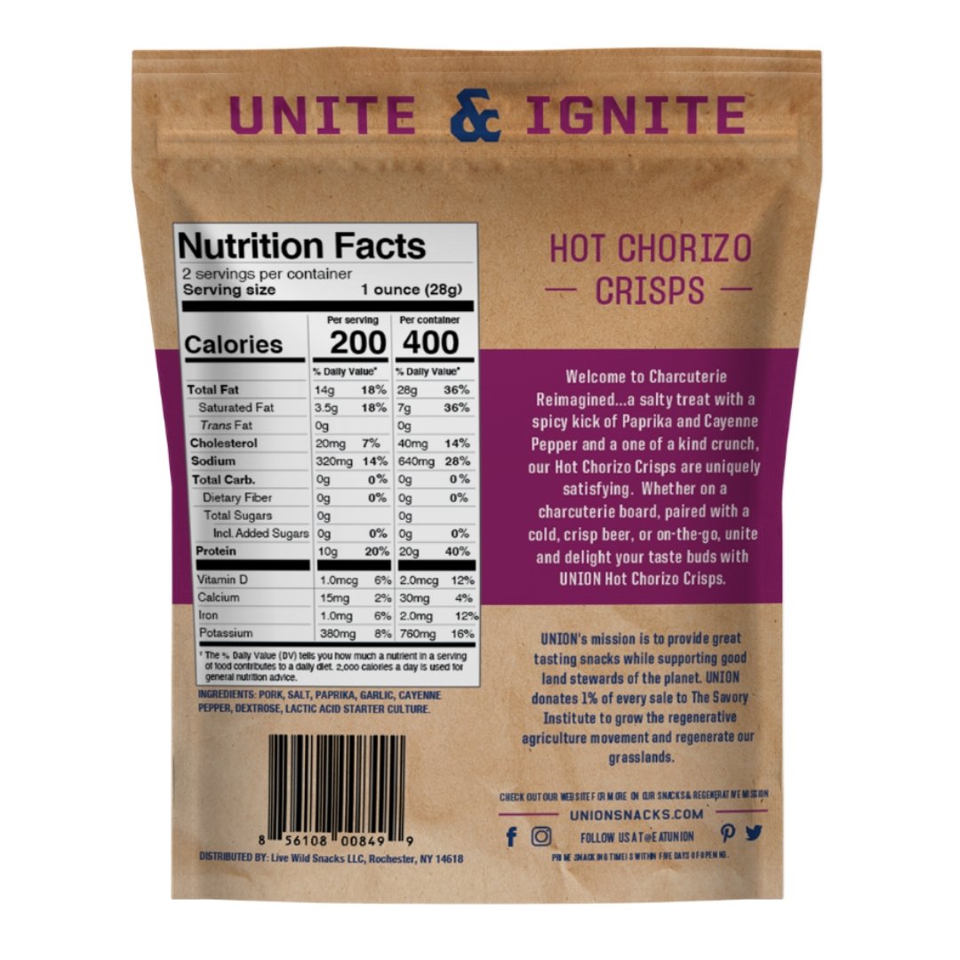 Hot Chorizo Charcuterie Crisps Bags - 12 x 2.0oz by Farm2Me