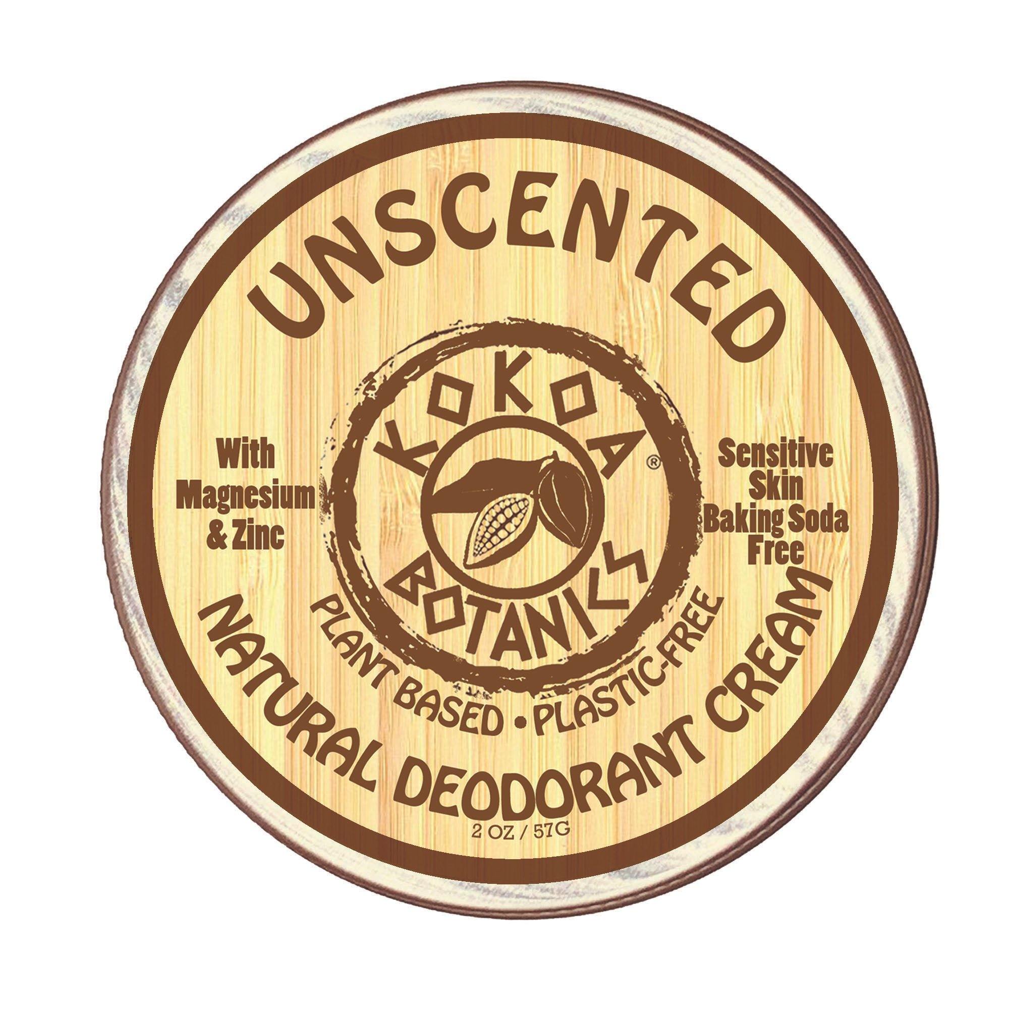 UNSCENTED - Natural Deodorant Cream - Sensitive Skin - Baking Soda-Free 2.5 oz by kokoabotanics