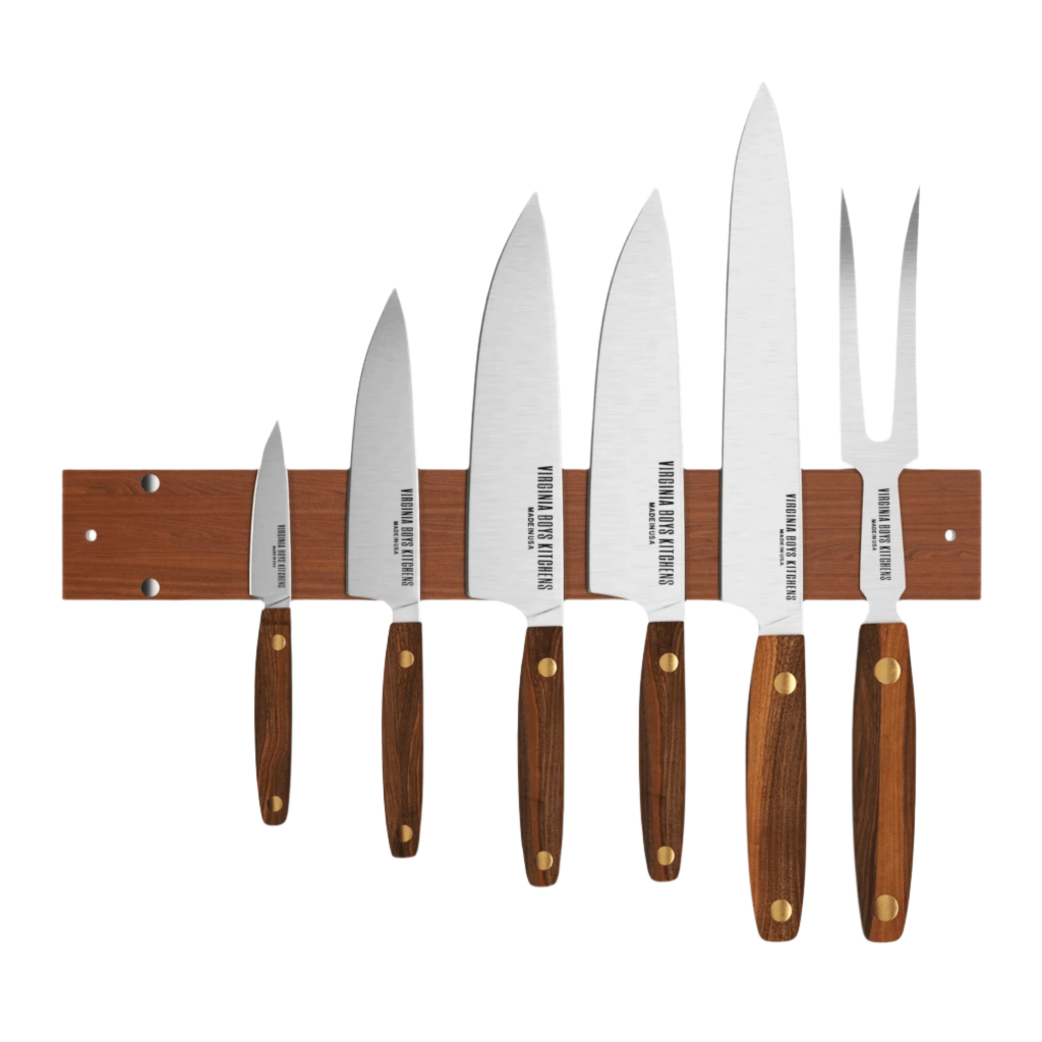 16" Wall Mounted Magnetic Walnut Wood Knife Rack - Holds 7 Knives by Virginia Boys Kitchens