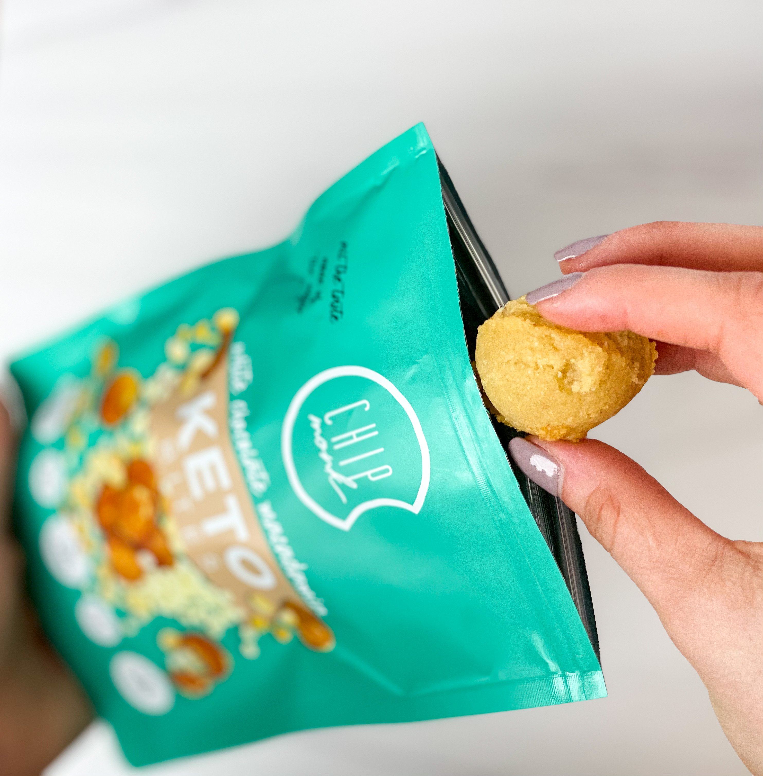 White Chocolate Macadamia Keto Cookie Bites by ChipMonk Baking