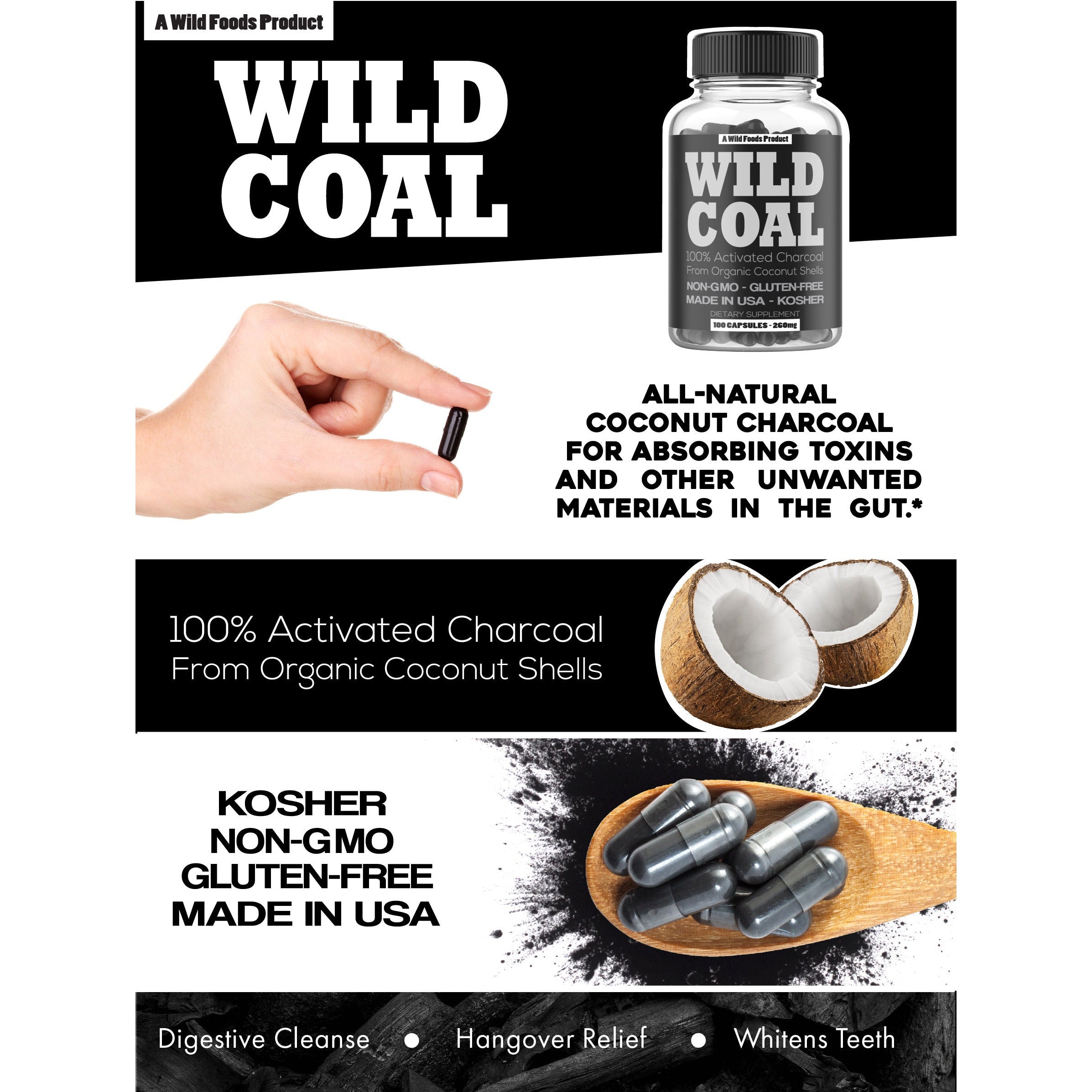 Wholesale of 10 - Activated Charcoal Capsules, 120ct