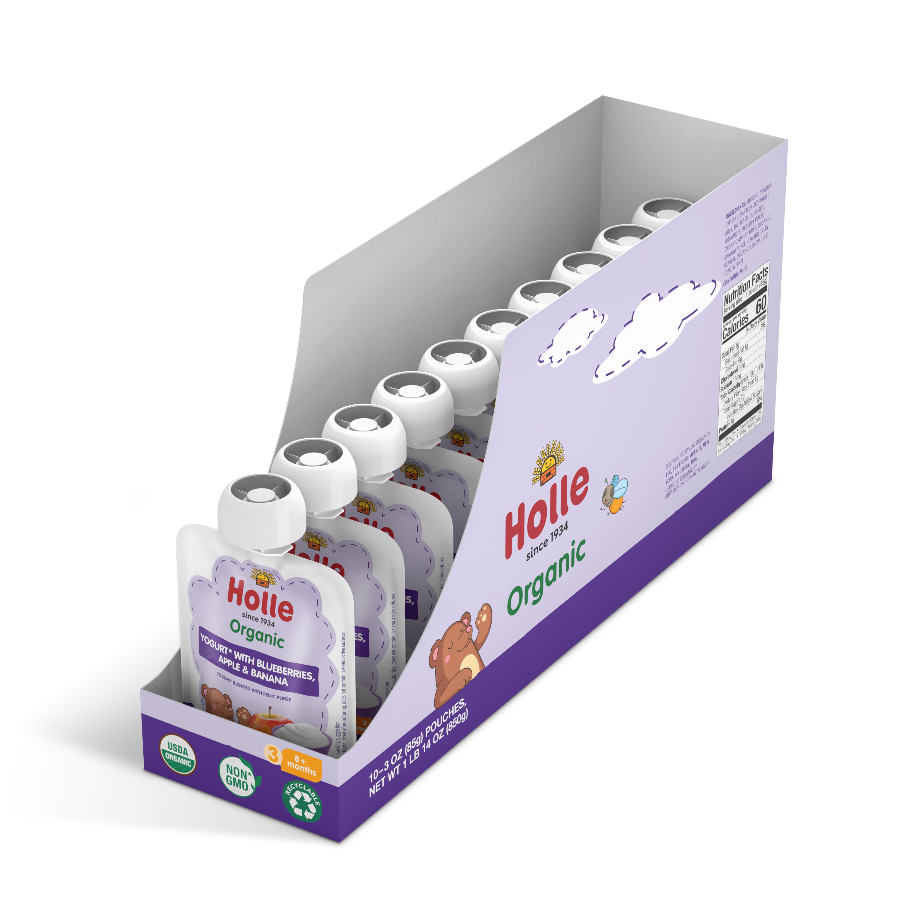 Holle Organic Yogurt Pouches - Blueberries, Apple & Banana by Holle USA