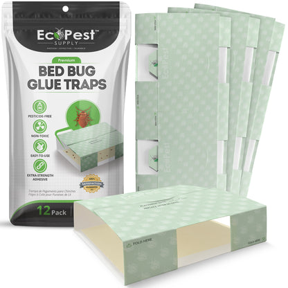 Bed Bug Glue Traps – 12 Pack | Sticky Indoor Pest Control Trap for Bed Bugs by EcoPest Supply