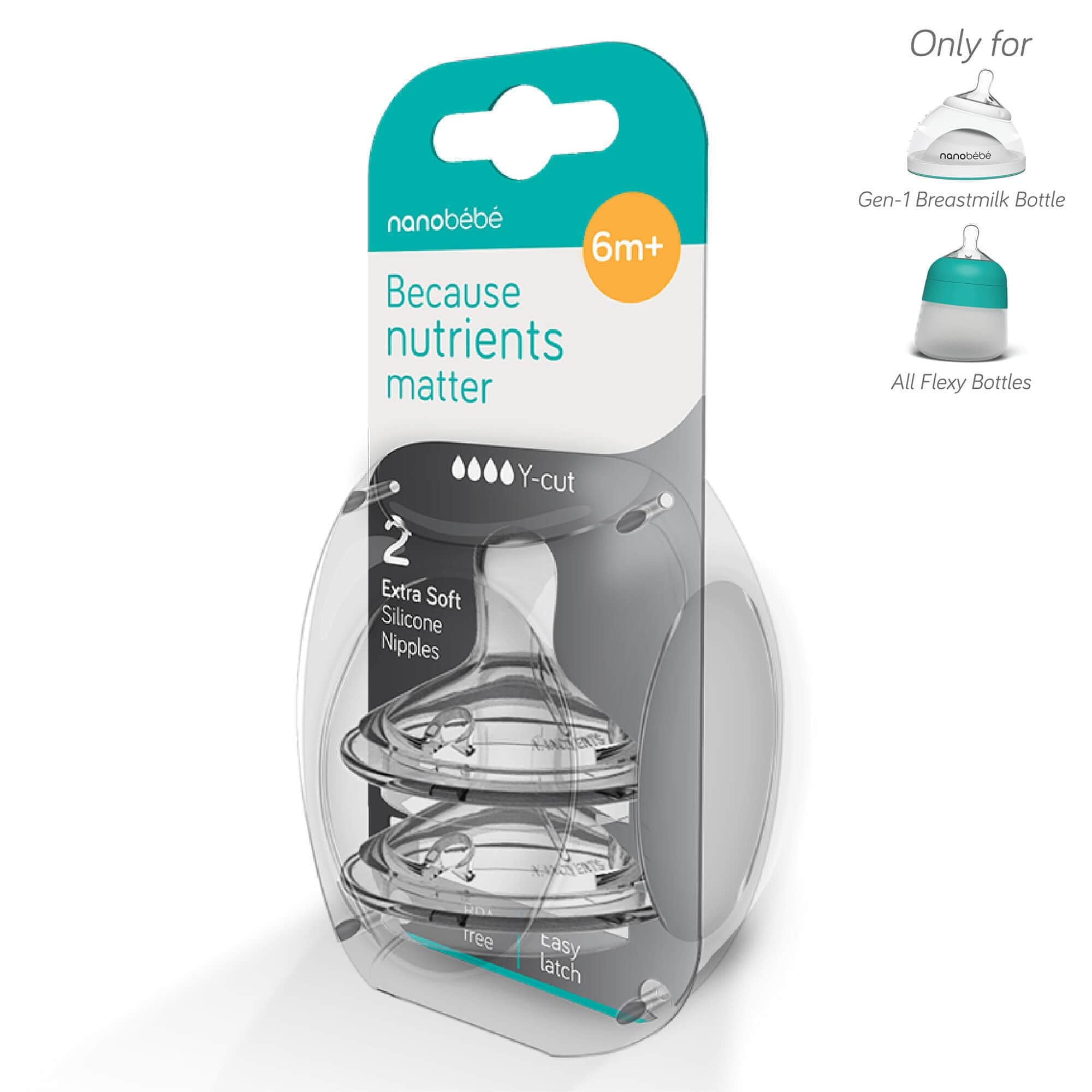 Silicone Baby Bottle Nipples, 2-Pack by Nanobébé US