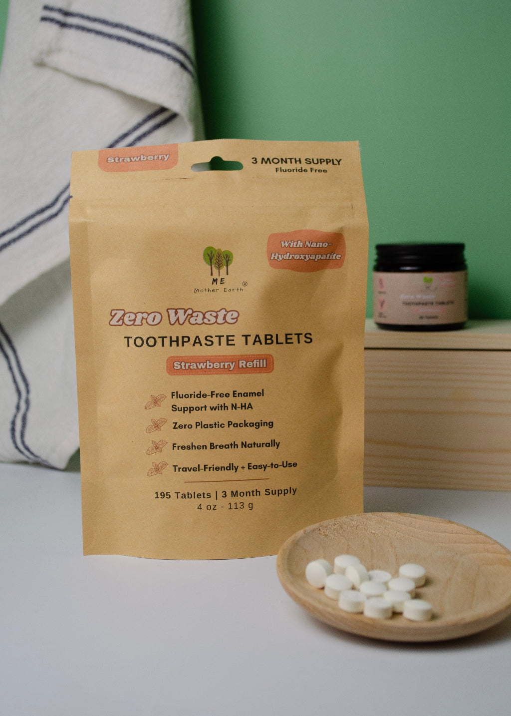 Fluoride-Free Zero Waste Toothpaste Tablets with Nano-Hydroxyapatite: 3 Month Refills
